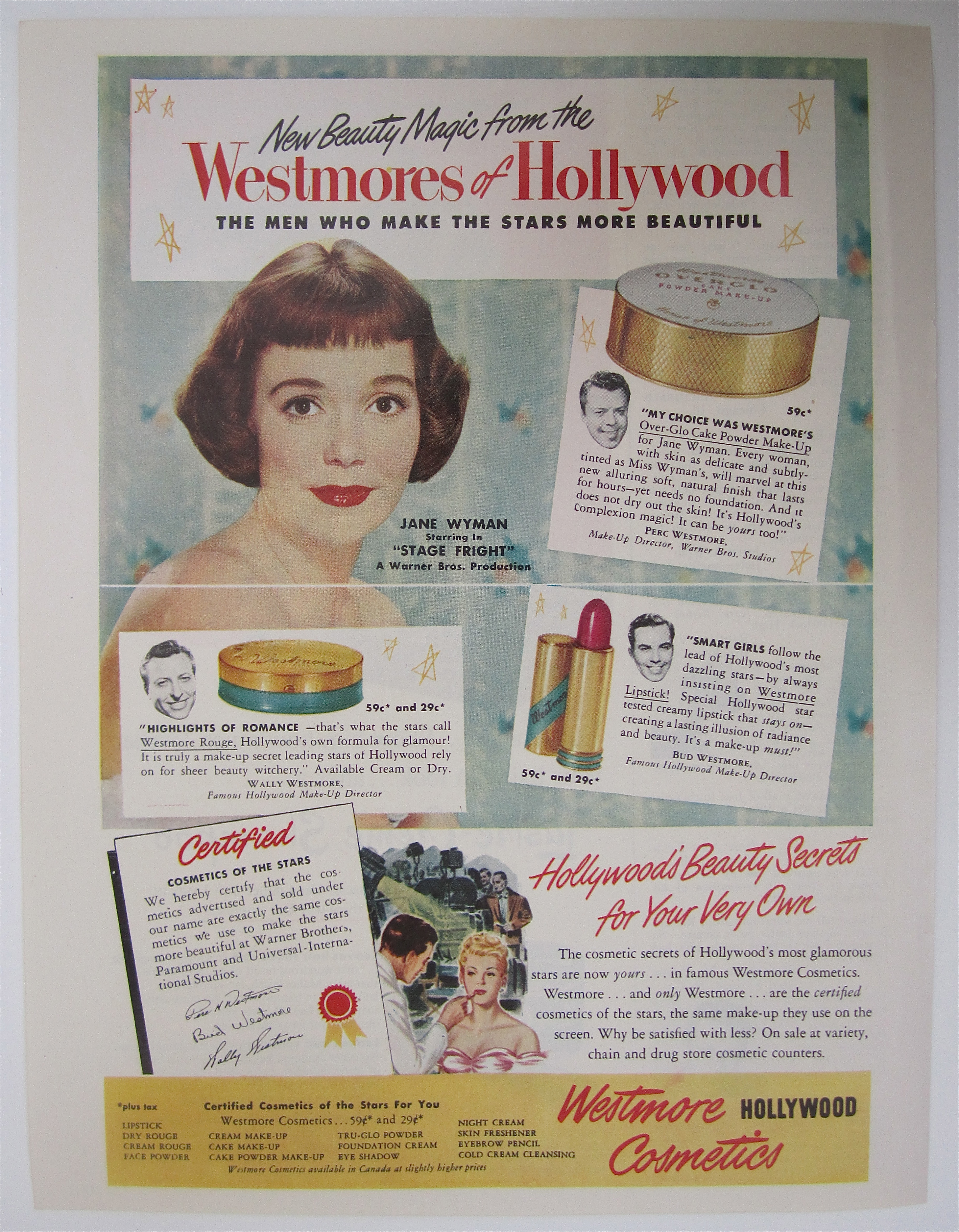 1950 Westmore Cosmetics with Jane Wyman