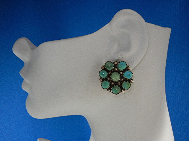 Native Ameican Turquoise Sterling Silver Clip H H