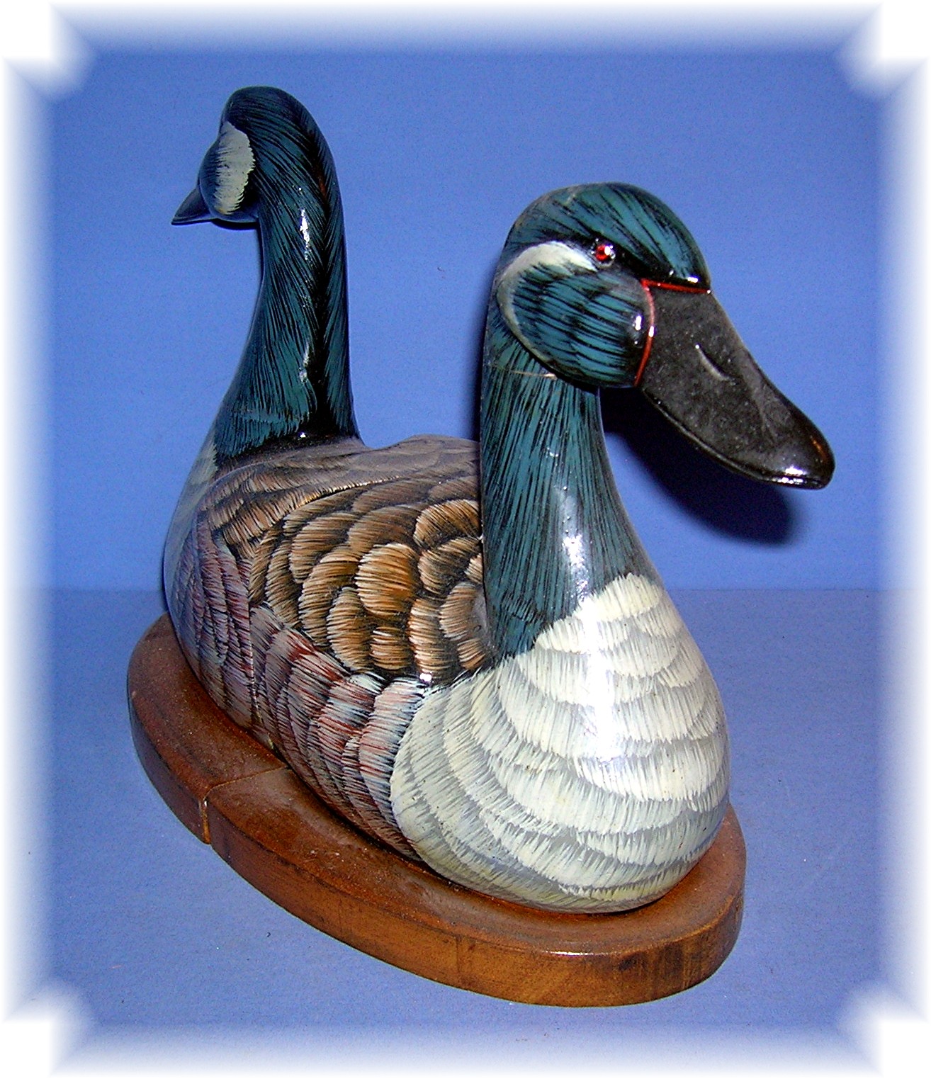 Wood  Hand Painted Goose Book Ends From the 80s