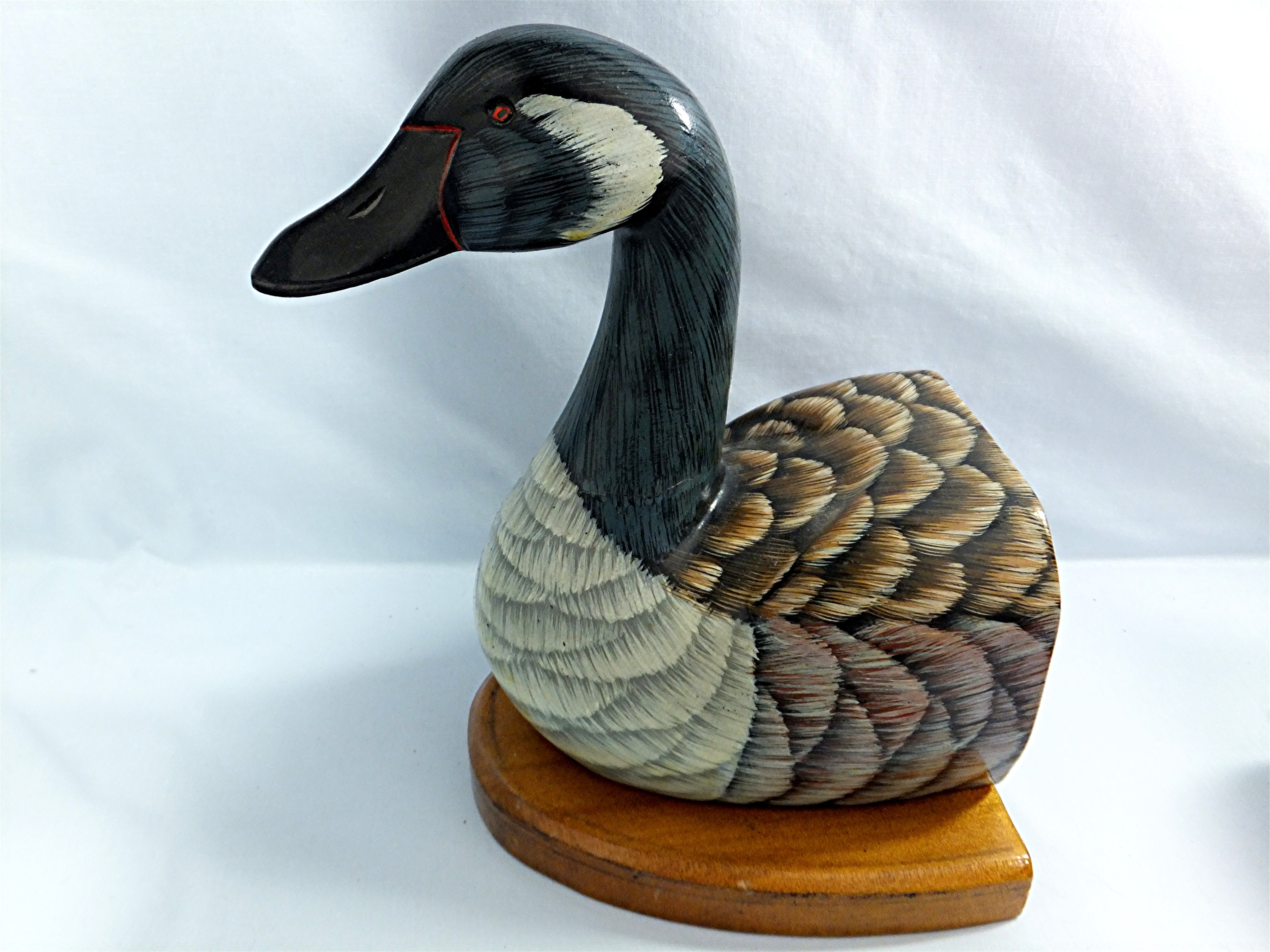 Wood  Hand Painted Goose Book Ends From the 80s