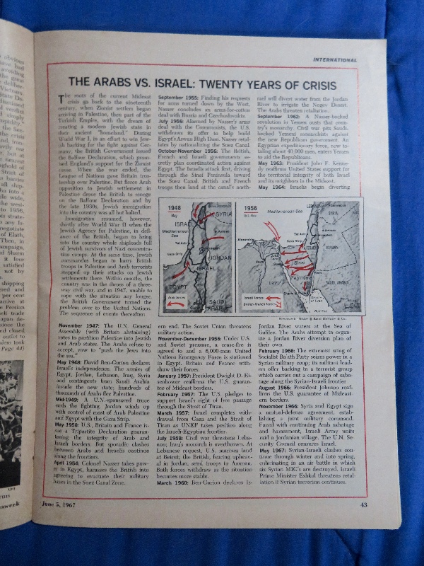 Newsweek Magazine June 5, 1967 The Arabs vs. Israel