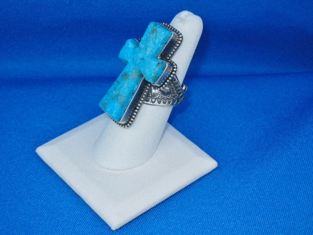 David Troutman  Kingman Turquoise Cross Ring