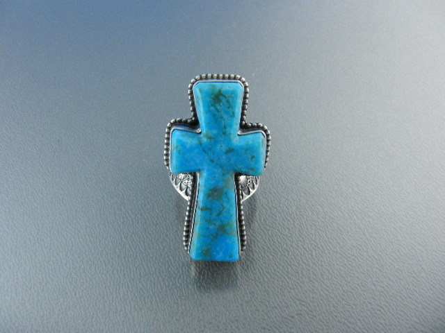 David Troutman  Kingman Turquoise Cross Ring