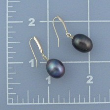 Earrings  Pearl 14K Gold Grey Freshwater 11mm Drop