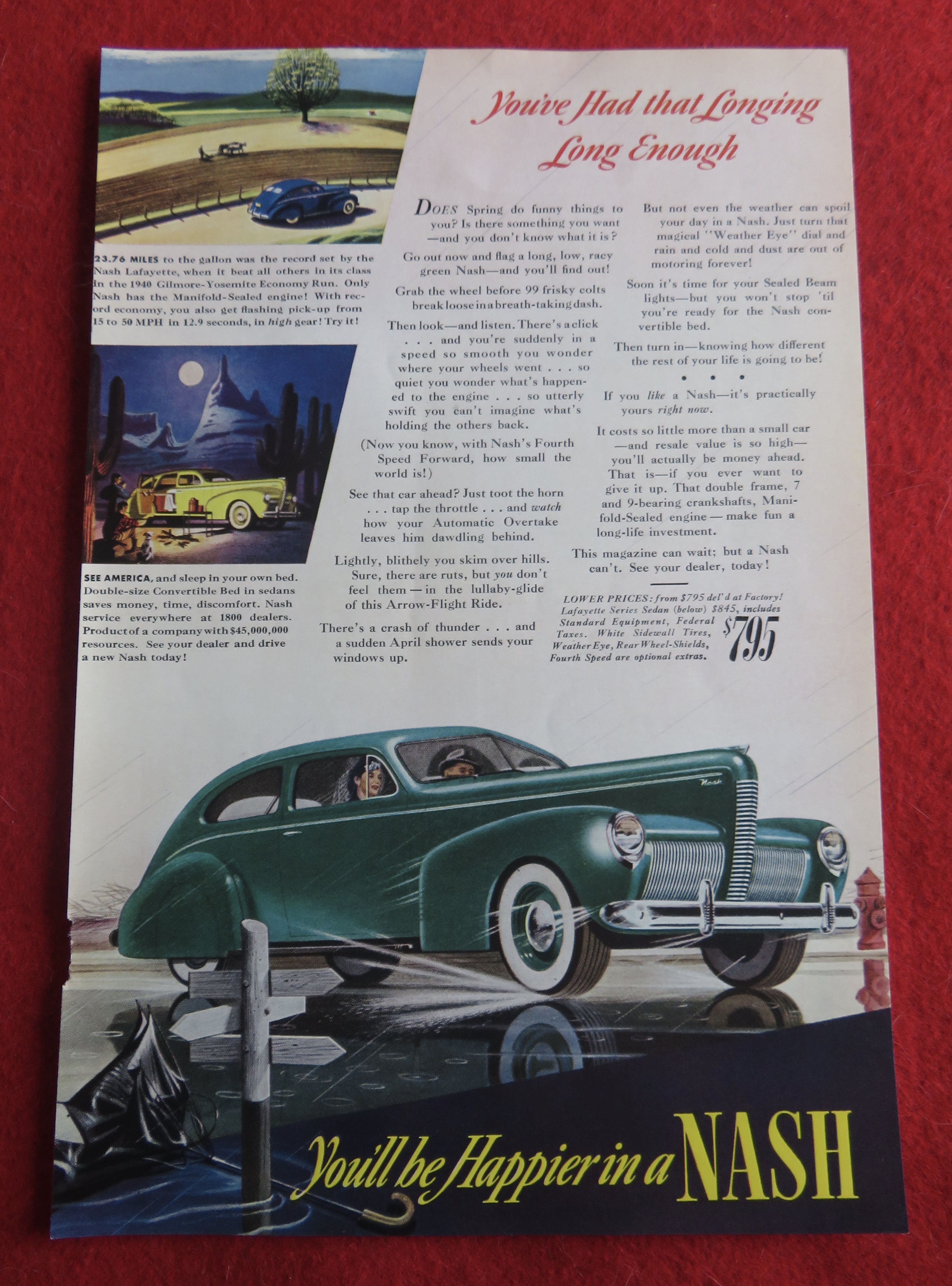 1940 Nash Automobile with Man & Woman in Green Nash