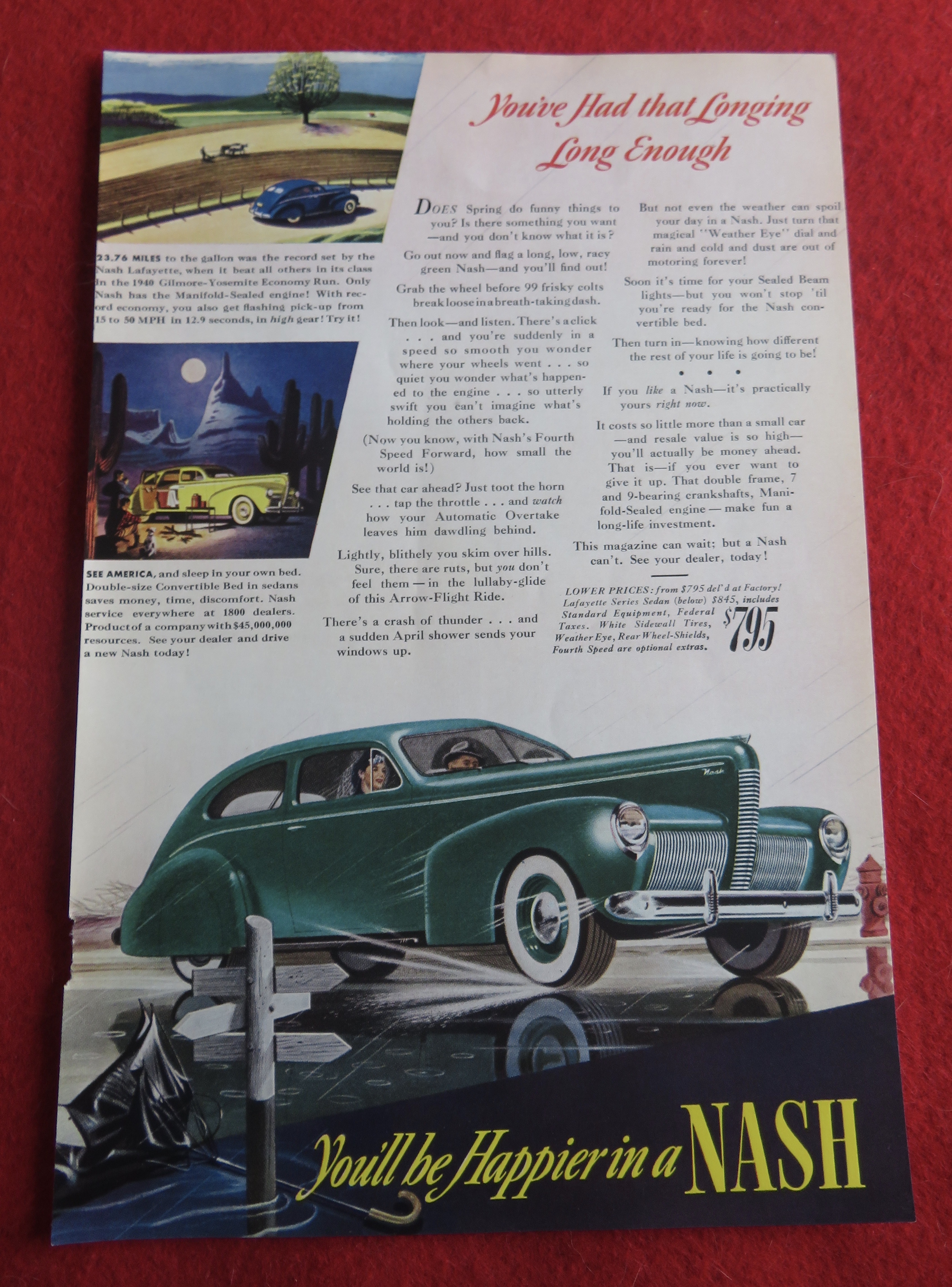 1940 Nash Automobile with Man & Woman in Green Nash
