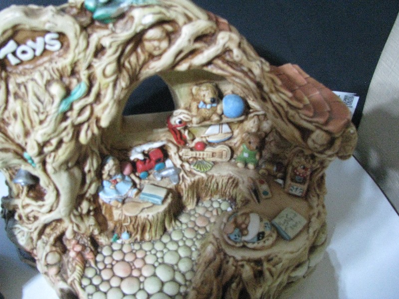 Vintage Hand-Painted Ceramic Rabbit and Toy Shop Figurine Set - 5 Pieces
