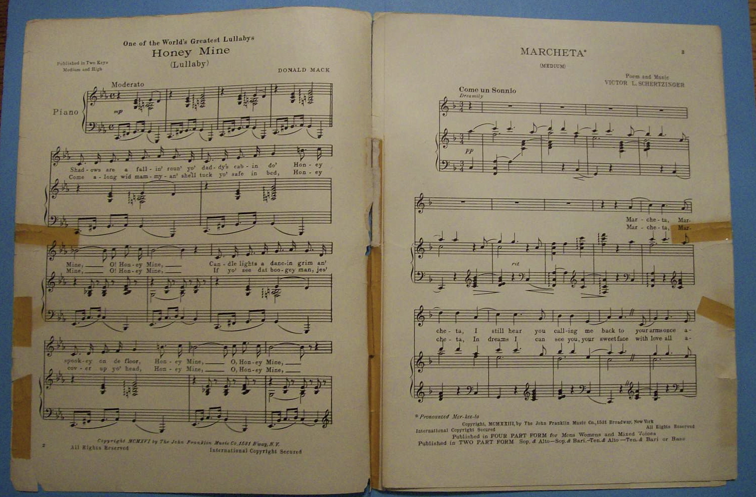Sheet Music For 1923 Marcheta