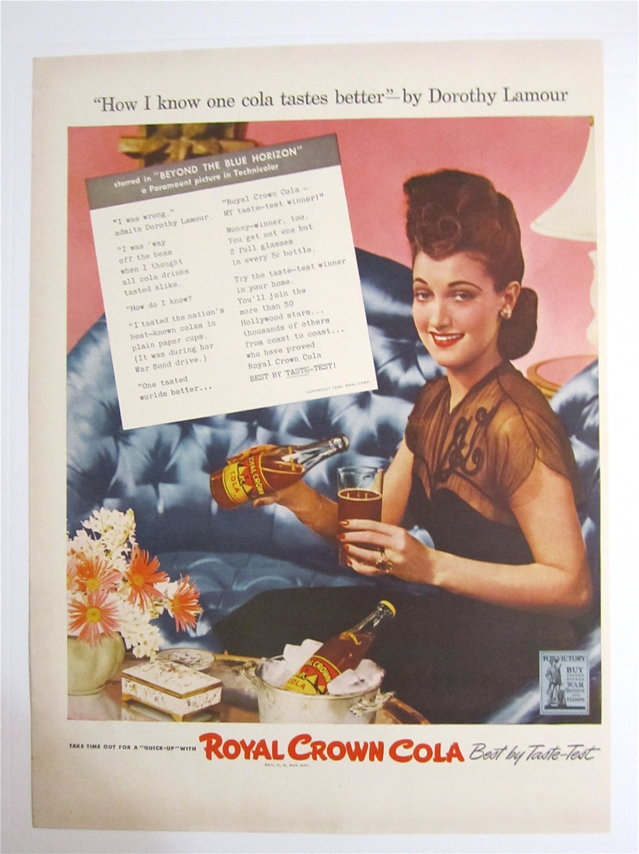 1942 Royal Crown Cola With Dorothy Lamour
