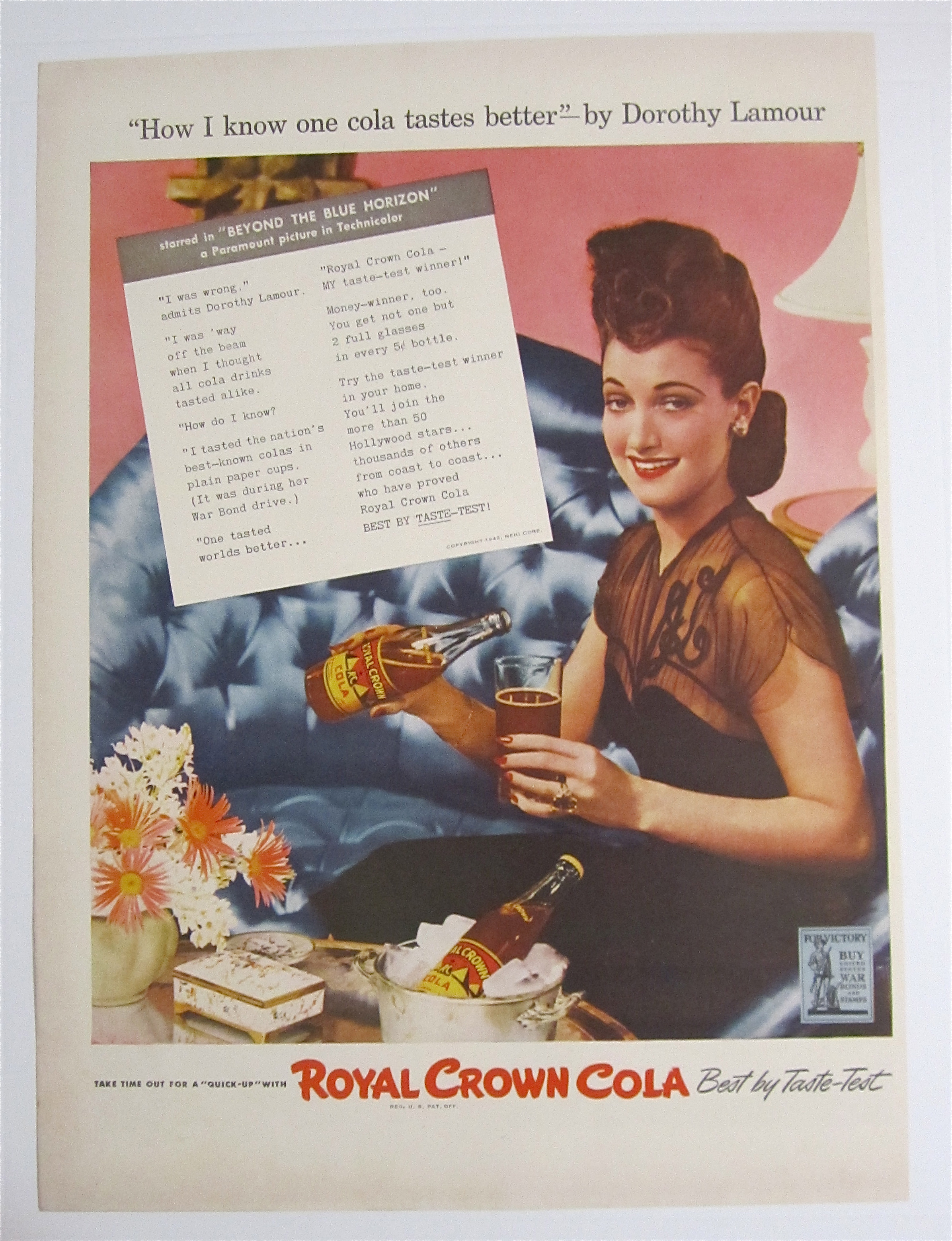 1942 Royal Crown Cola With Dorothy Lamour