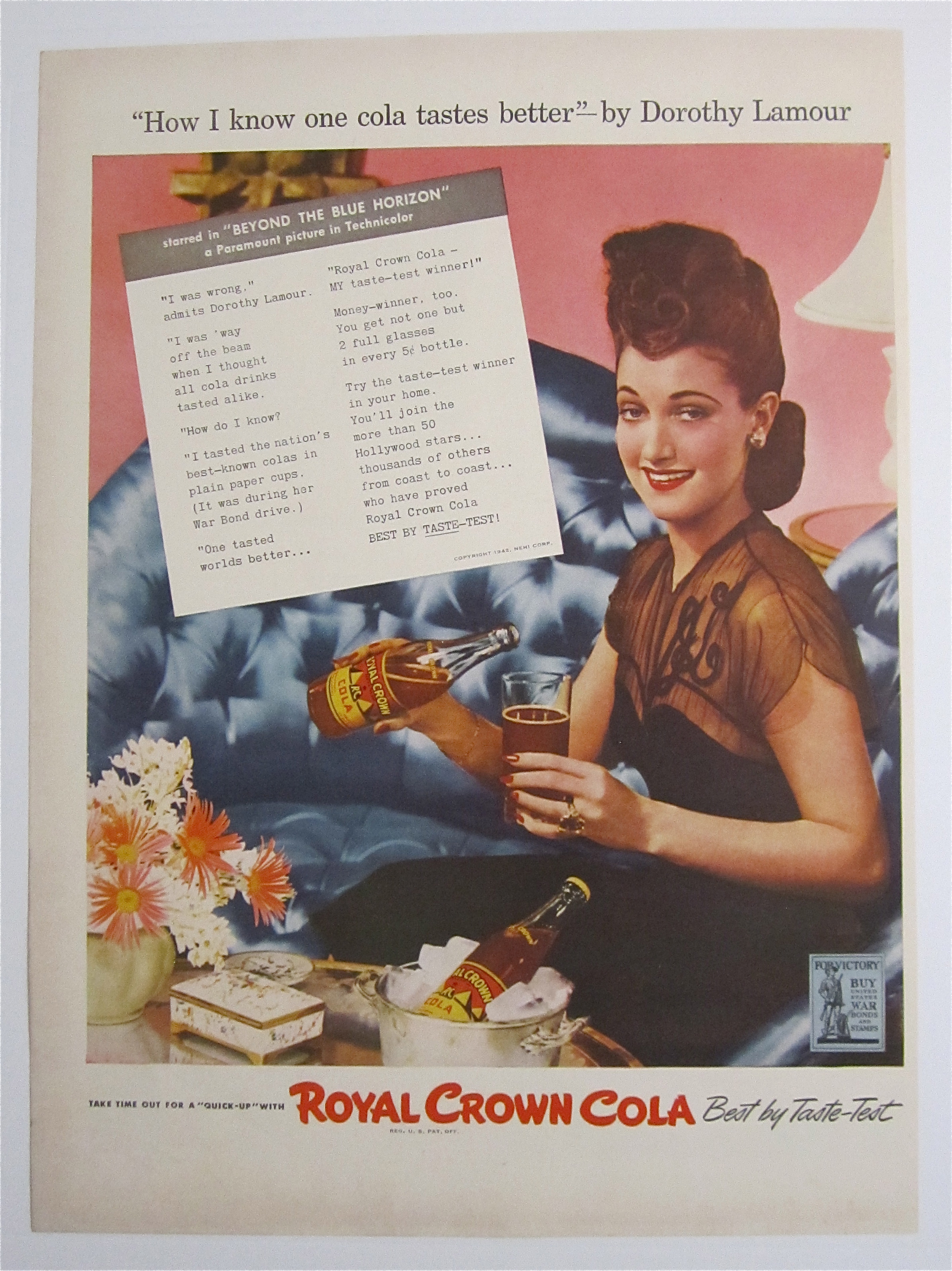 1942 Royal Crown Cola With Dorothy Lamour