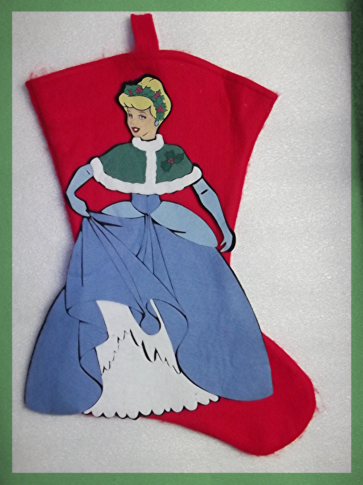 Christmas Stocking Princess Red Grey Felt Hand made