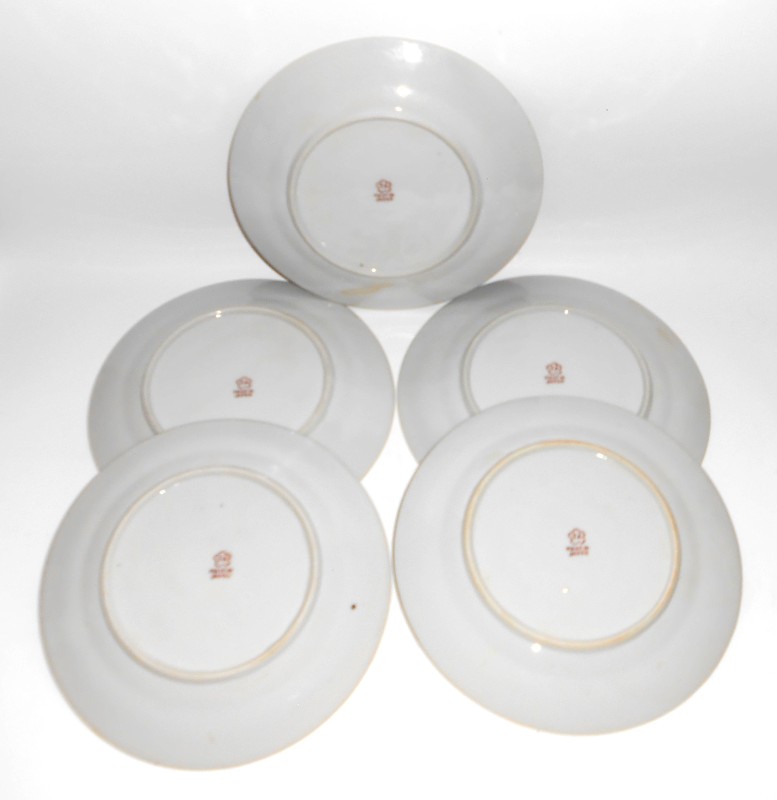 Japan Porcelain Blue Yellow Lustre Wear Set/5 Salad Plates