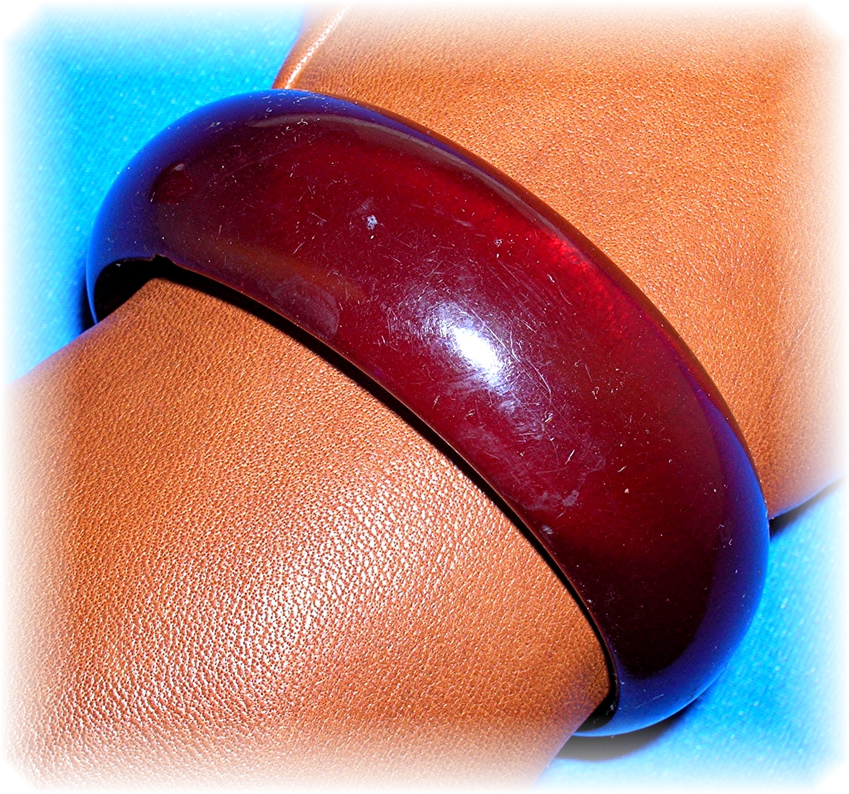 Bakelite Dark Cherry Red Bangle Bracelet