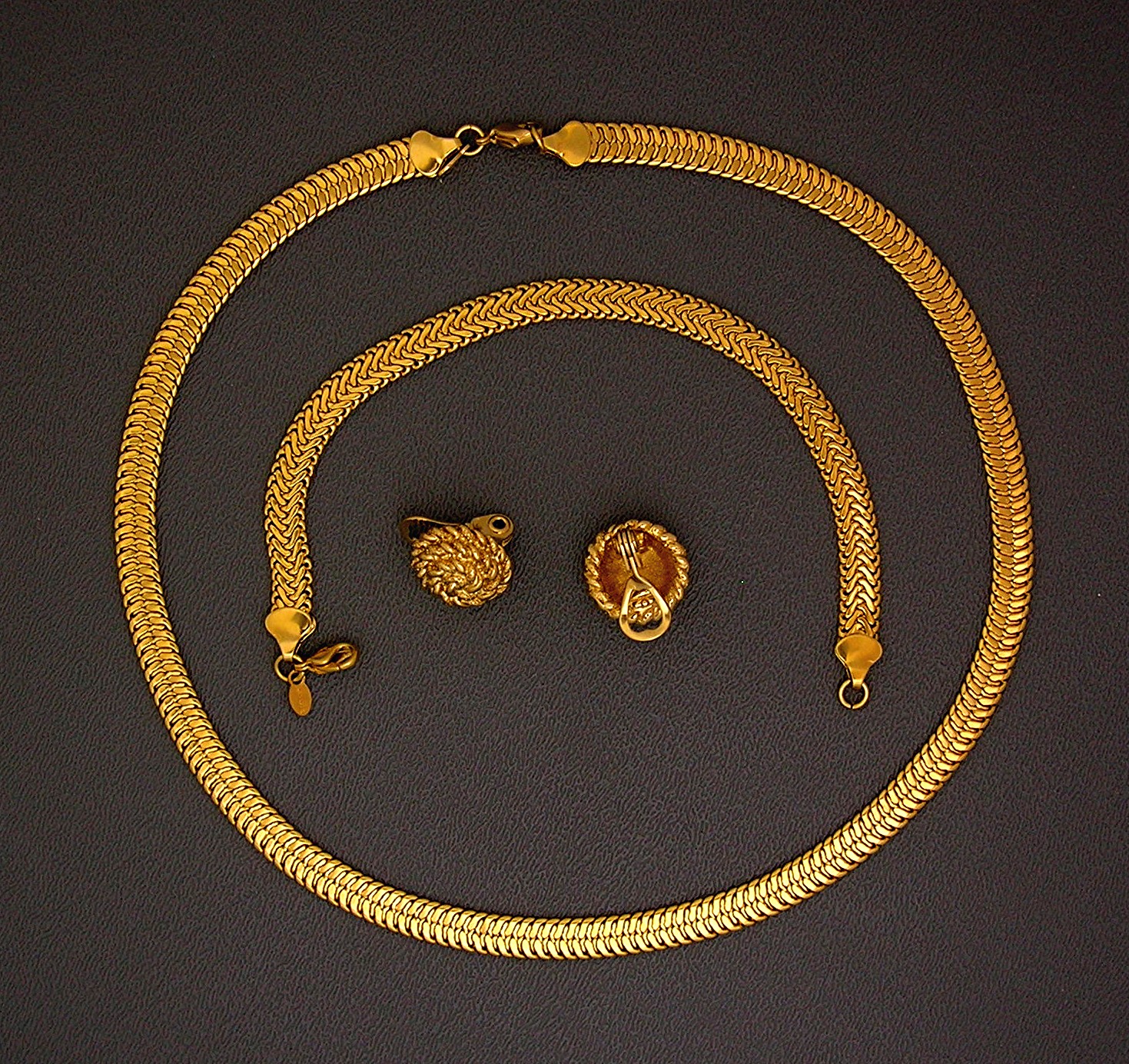 MONET Goldtone Necklace Brazcelet Clip Earrings...