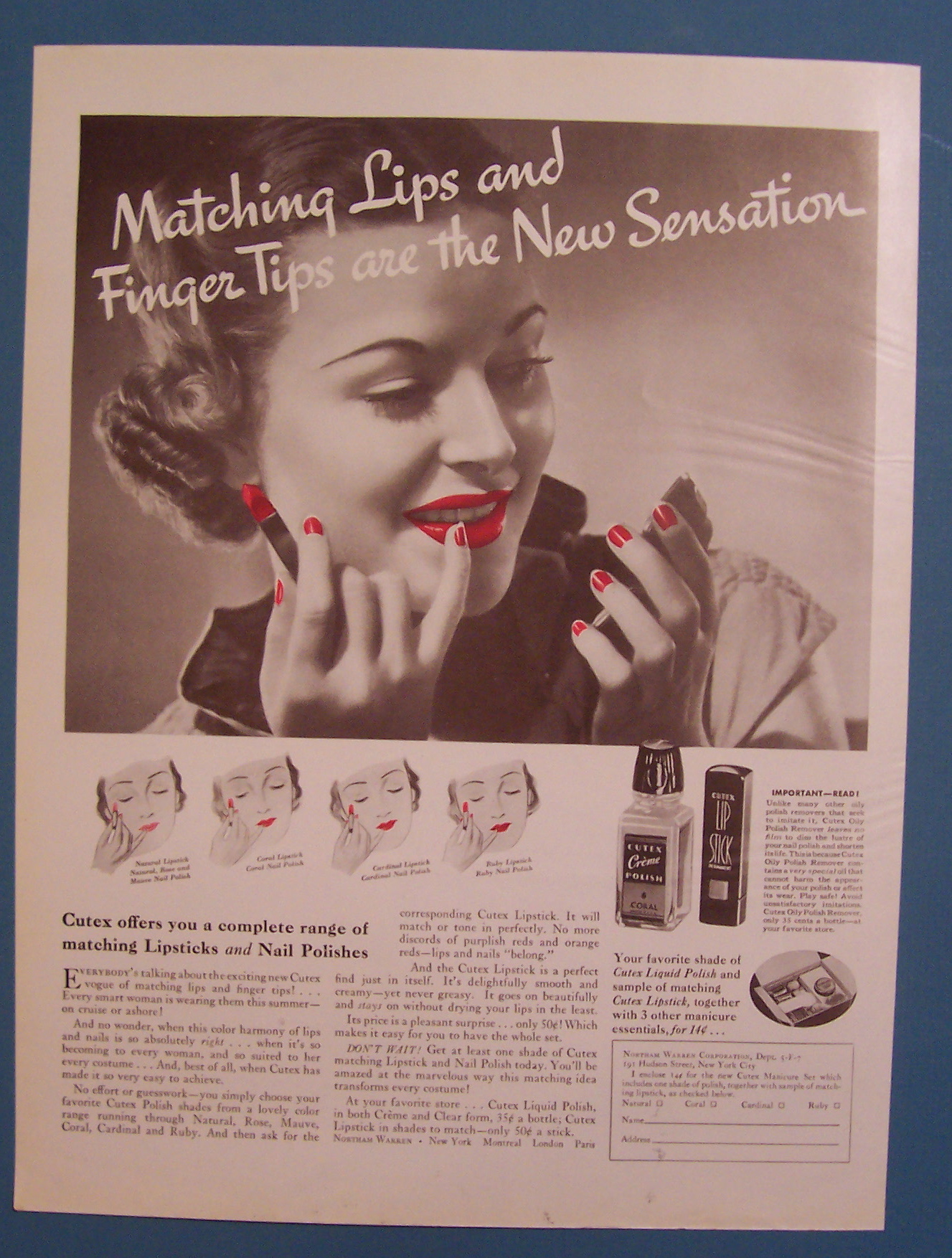 1935  Cutex Lipsticks & Nail Polish