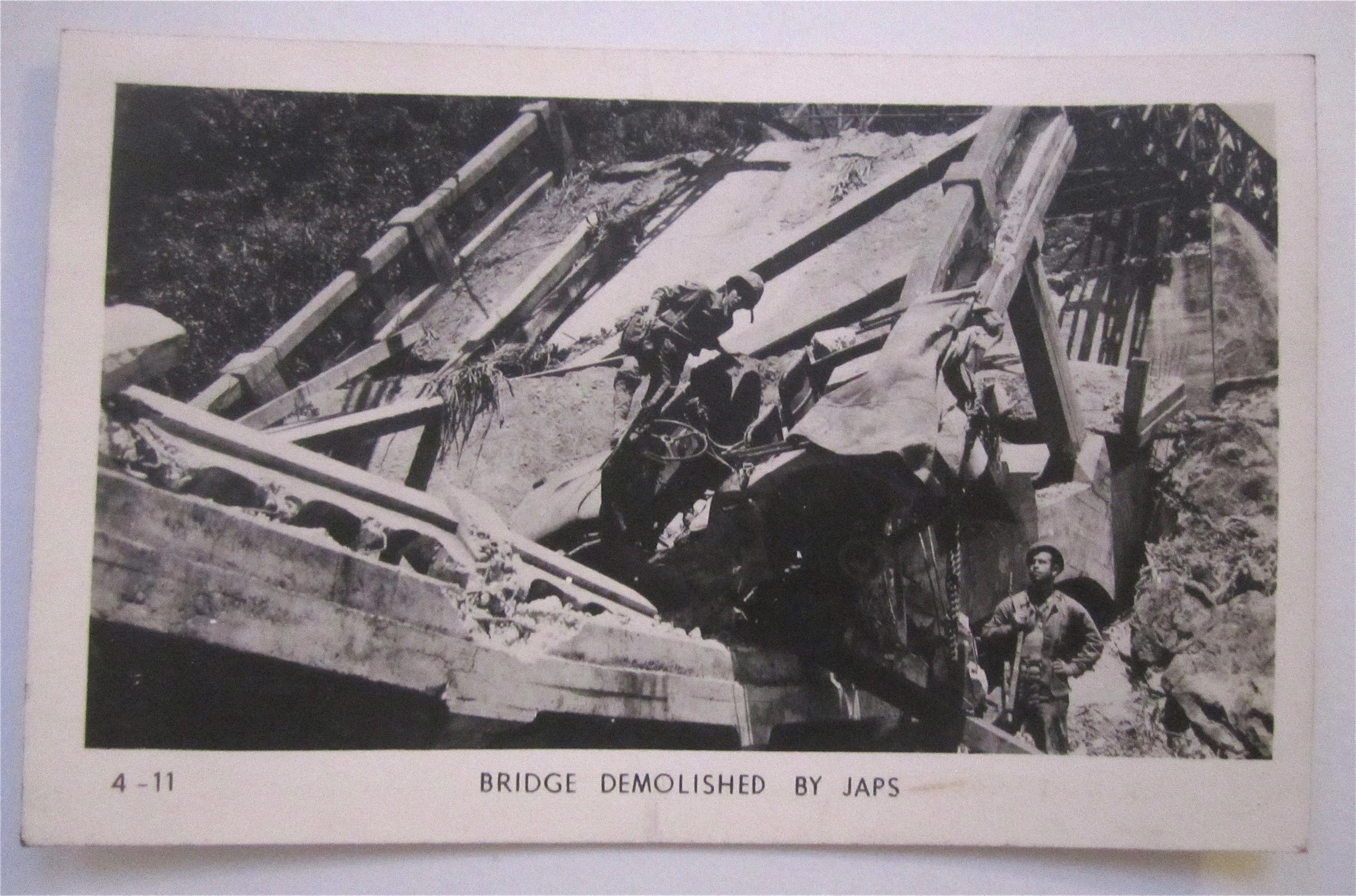 Bridge Demolished By Japs Postcard