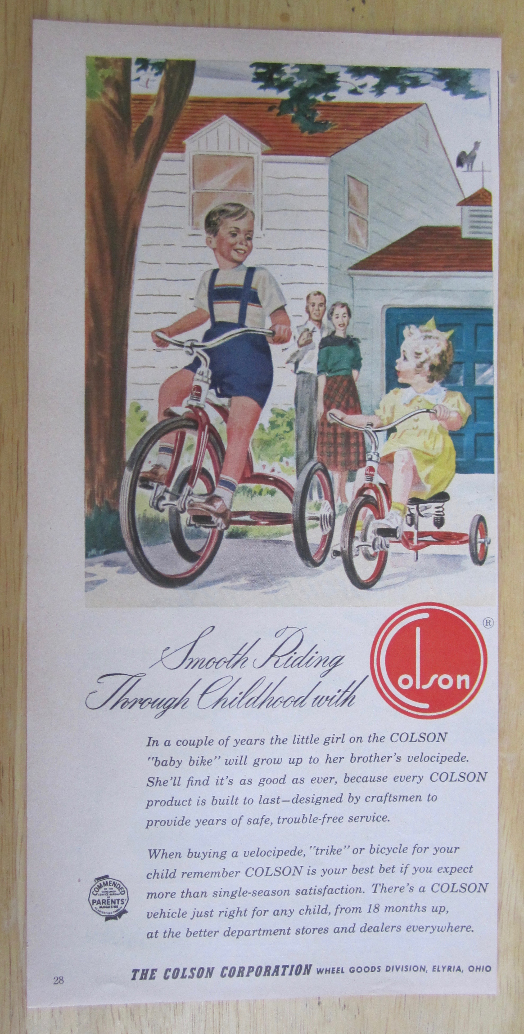 1951 Colson Bikes with Boy & Girl on Their Bikes
