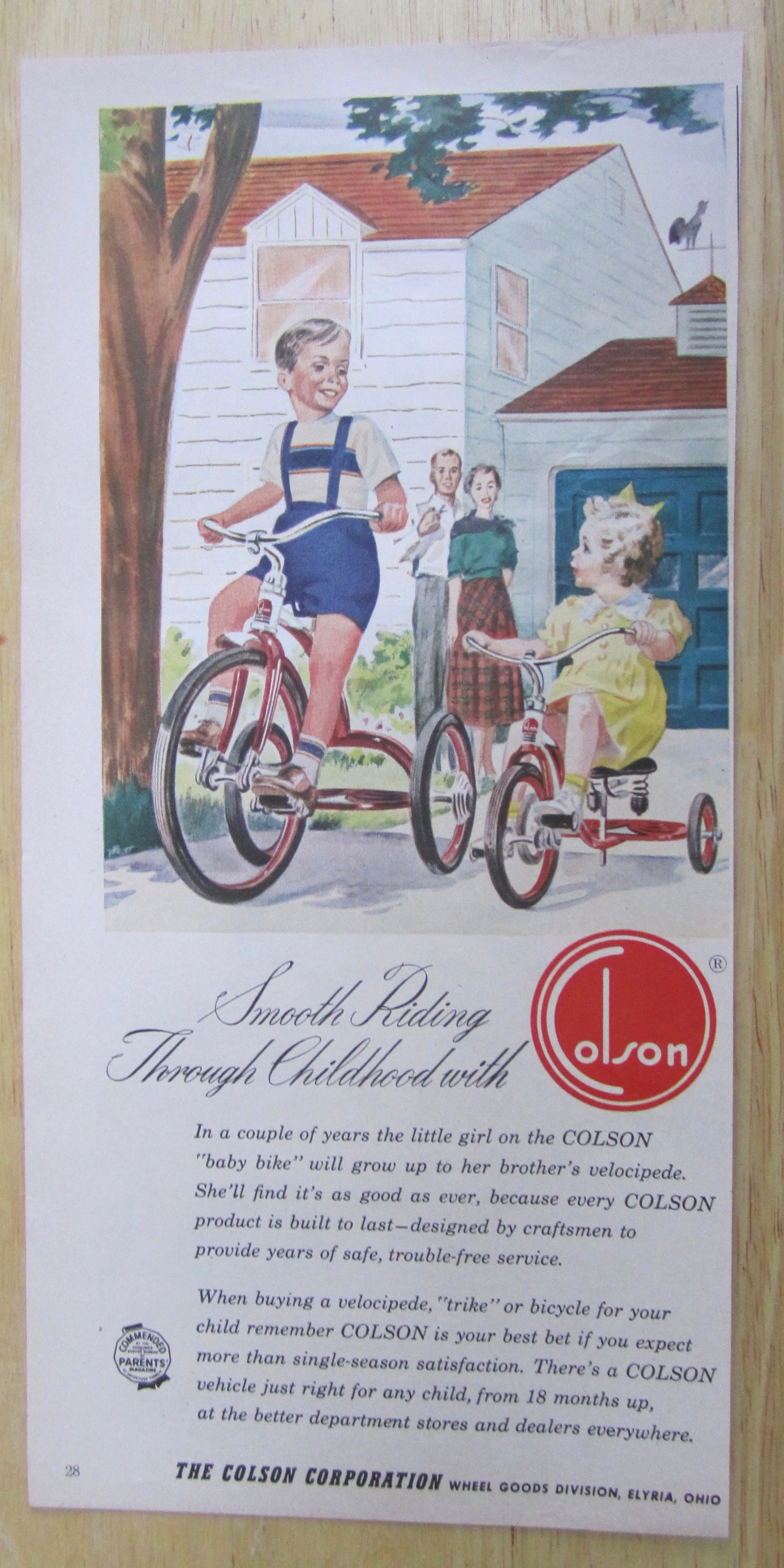 1951 Colson Bikes with Boy & Girl on Their Bikes