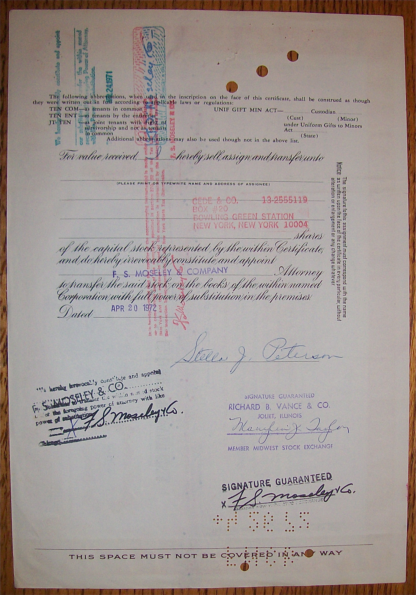 1962 Hershey Chocolate Corp Stock Certificate