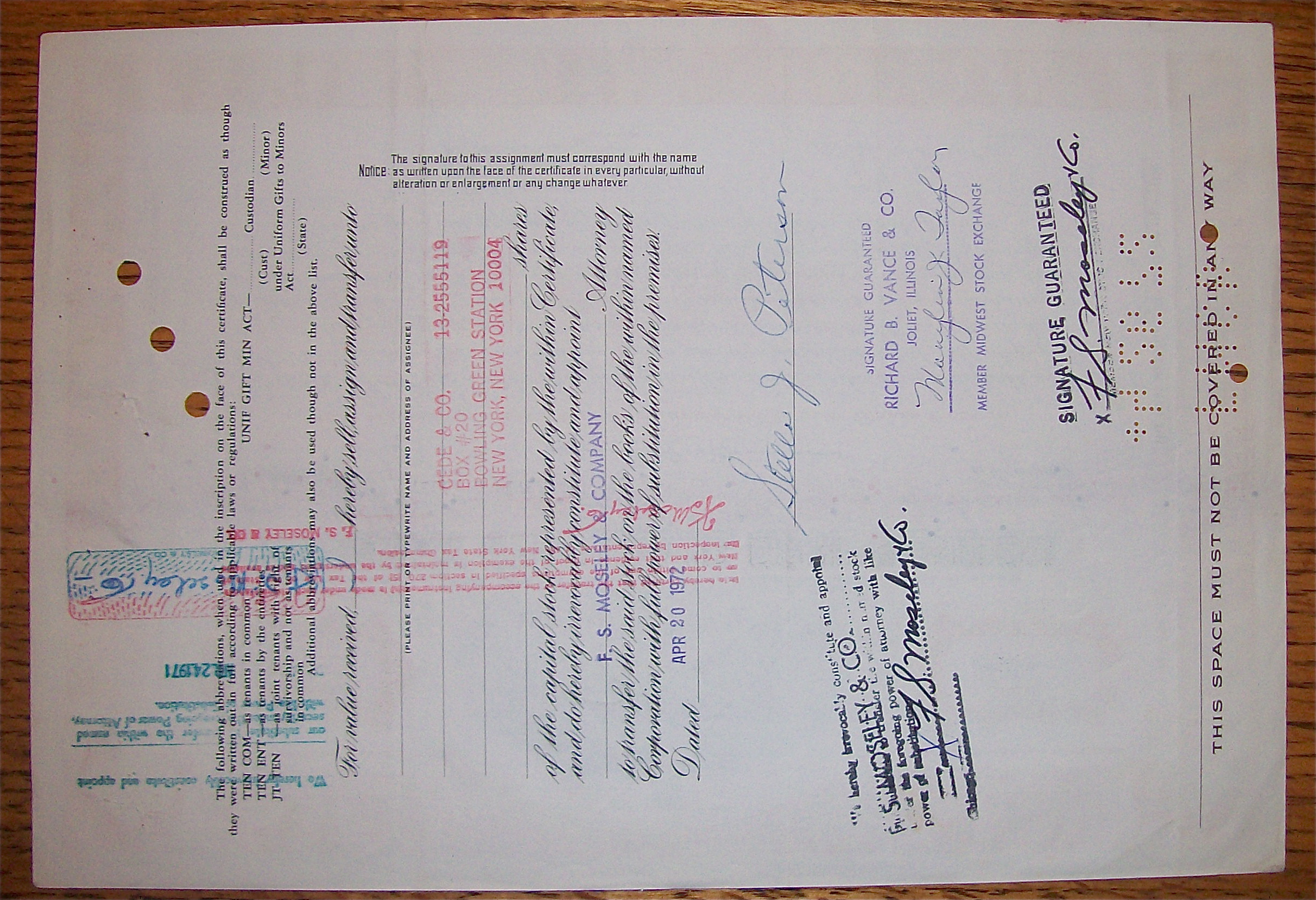1962 Hershey Chocolate Corp Stock Certificate