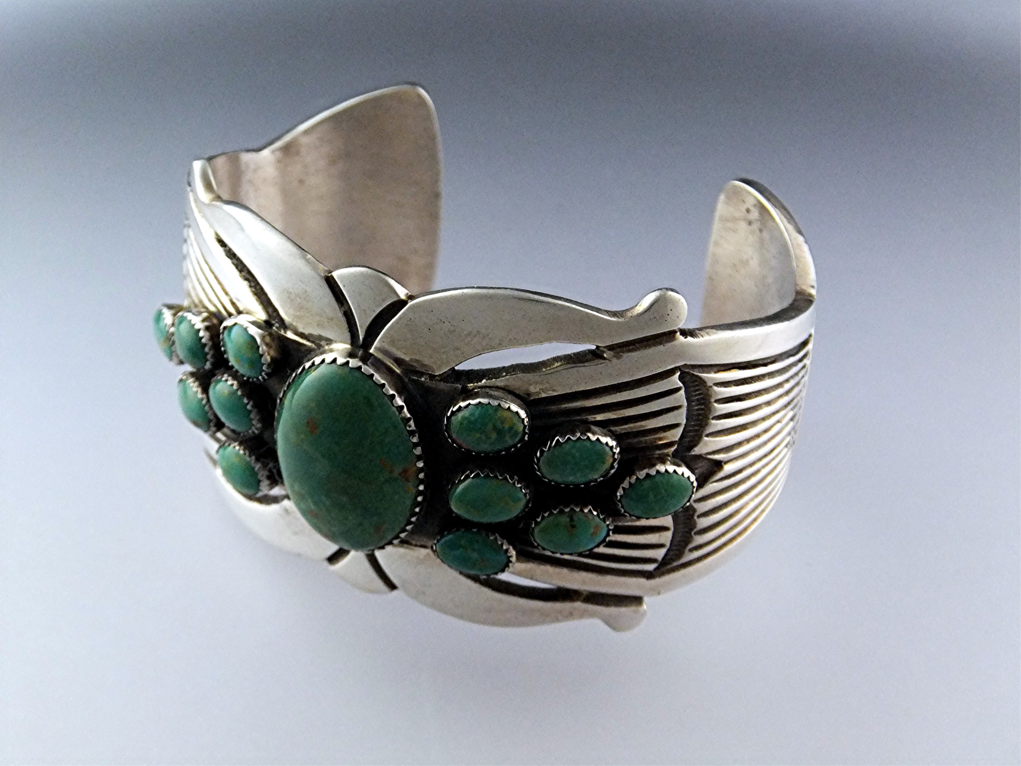 Rick Martinez Sterling Silver Kingman Turquoise Cuff