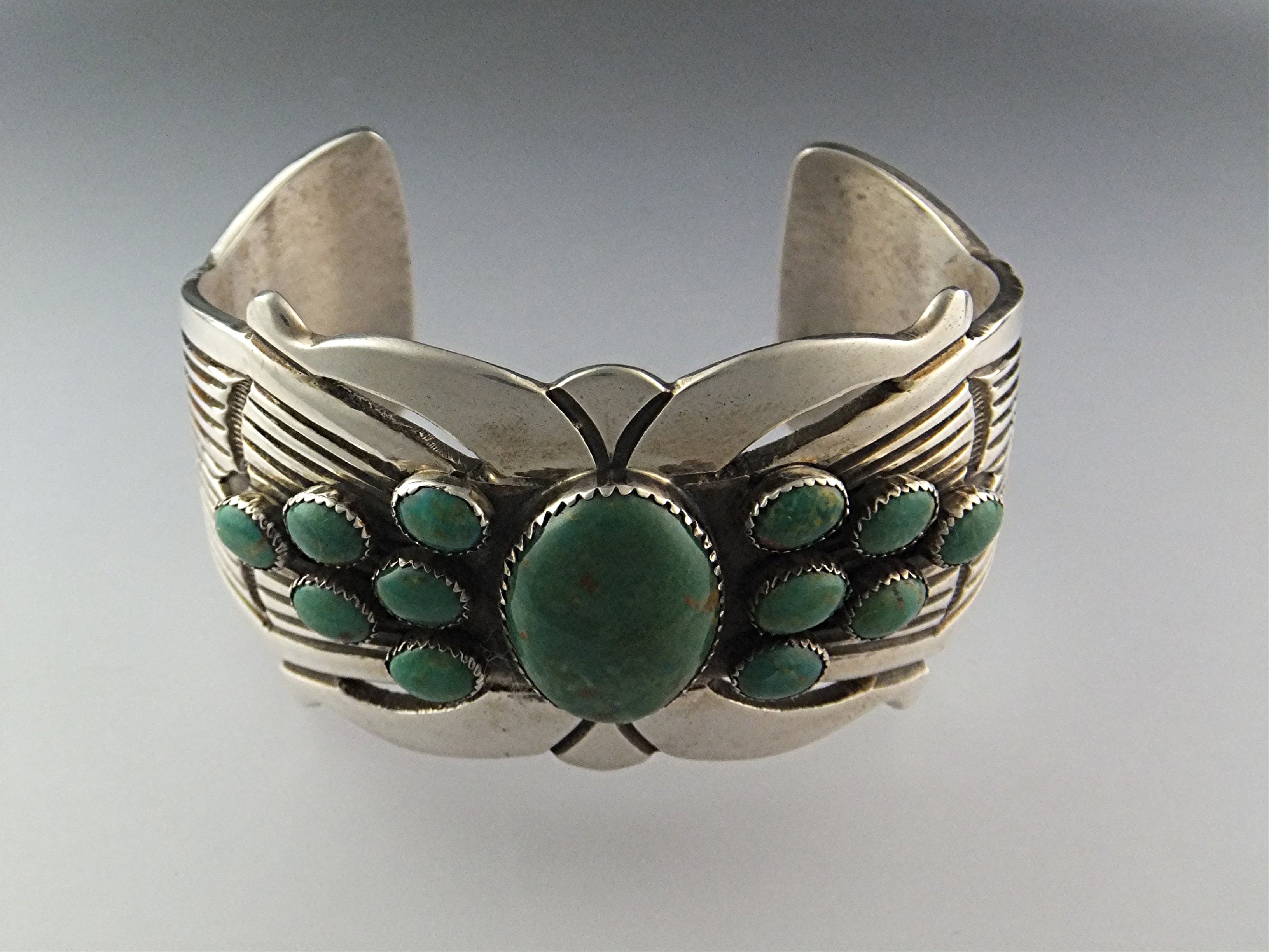 Rick Martinez Sterling Silver Kingman Turquoise Cuff