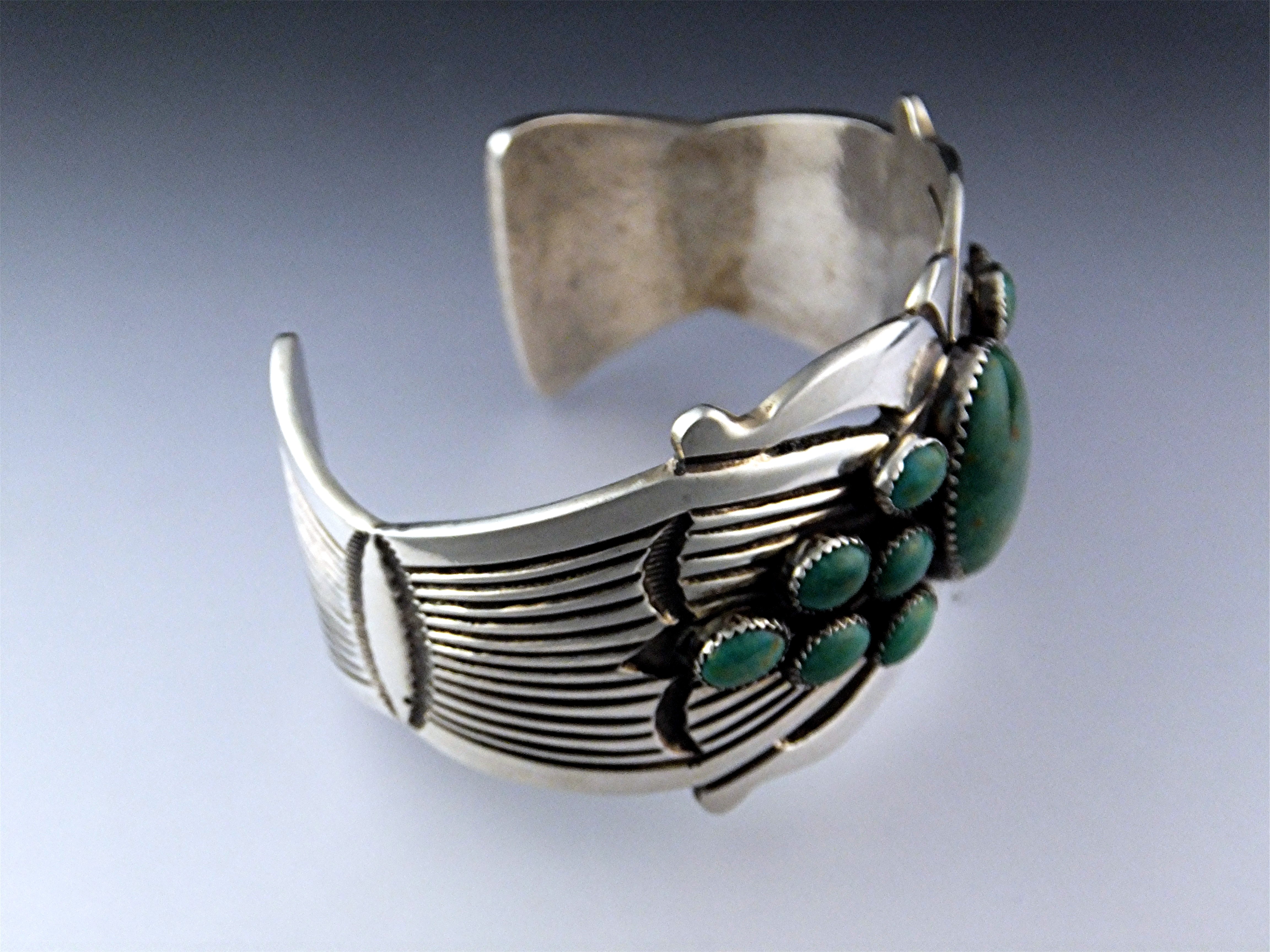 Rick Martinez Sterling Silver Kingman Turquoise Cuff