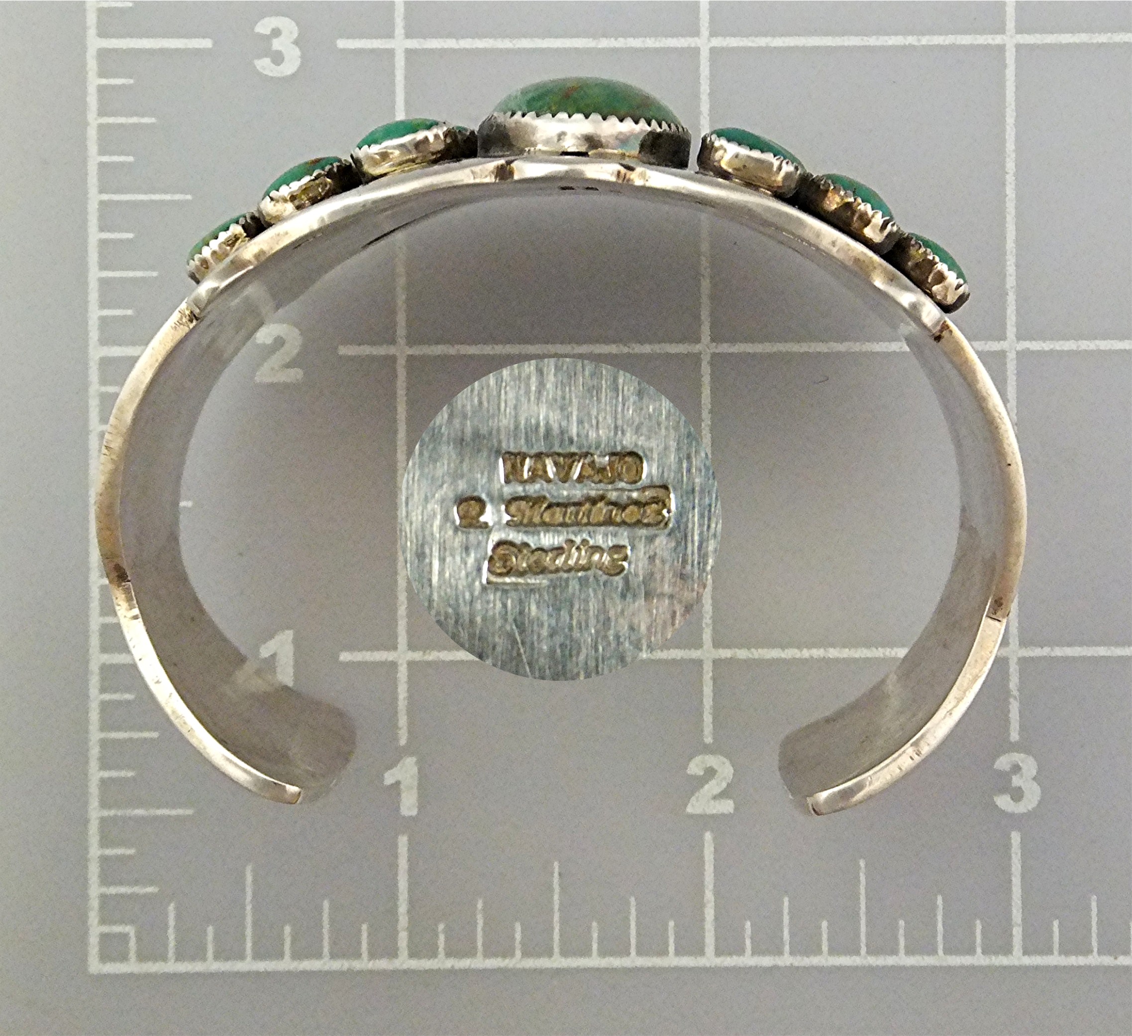 Rick Martinez Sterling Silver Kingman Turquoise Cuff