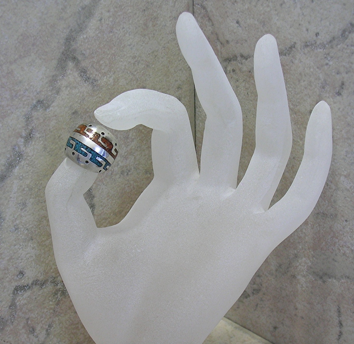 Native American Sterling Silver Chip Inlay Coral Turquo