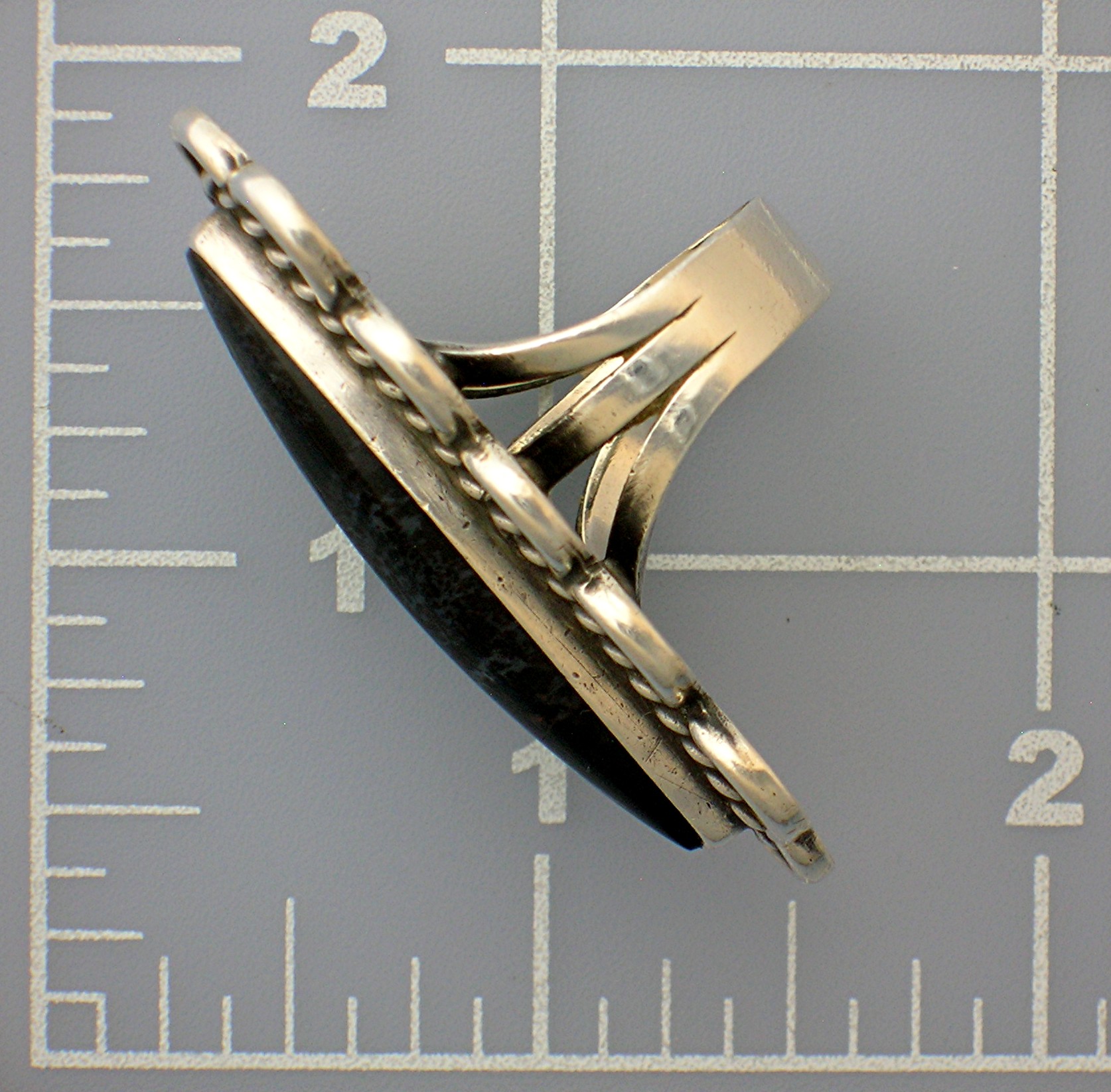 Sterling Silver Obsidian Agate Artist ring L 3