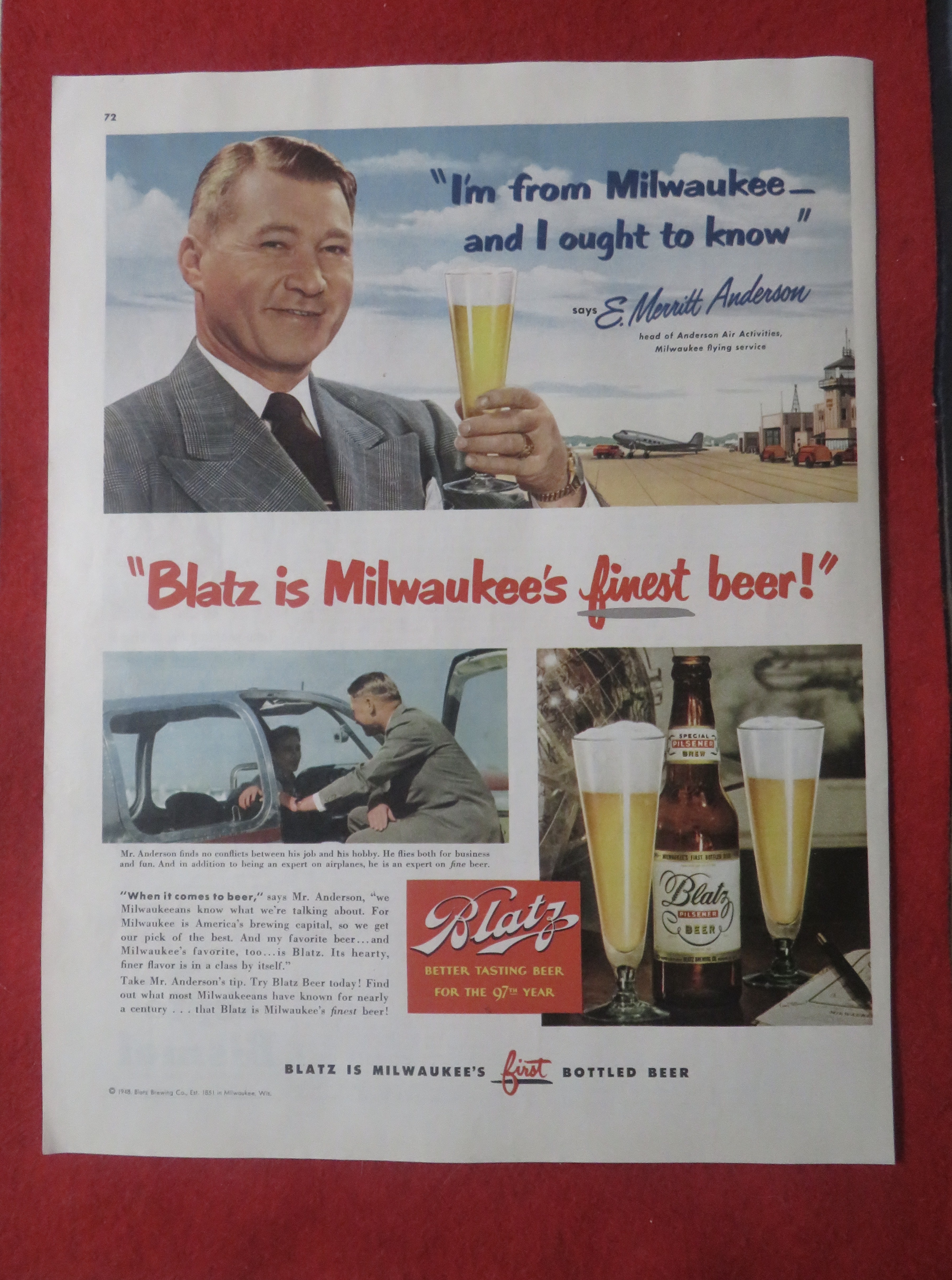 1948 Blatz Beer with E Merritt Anderson