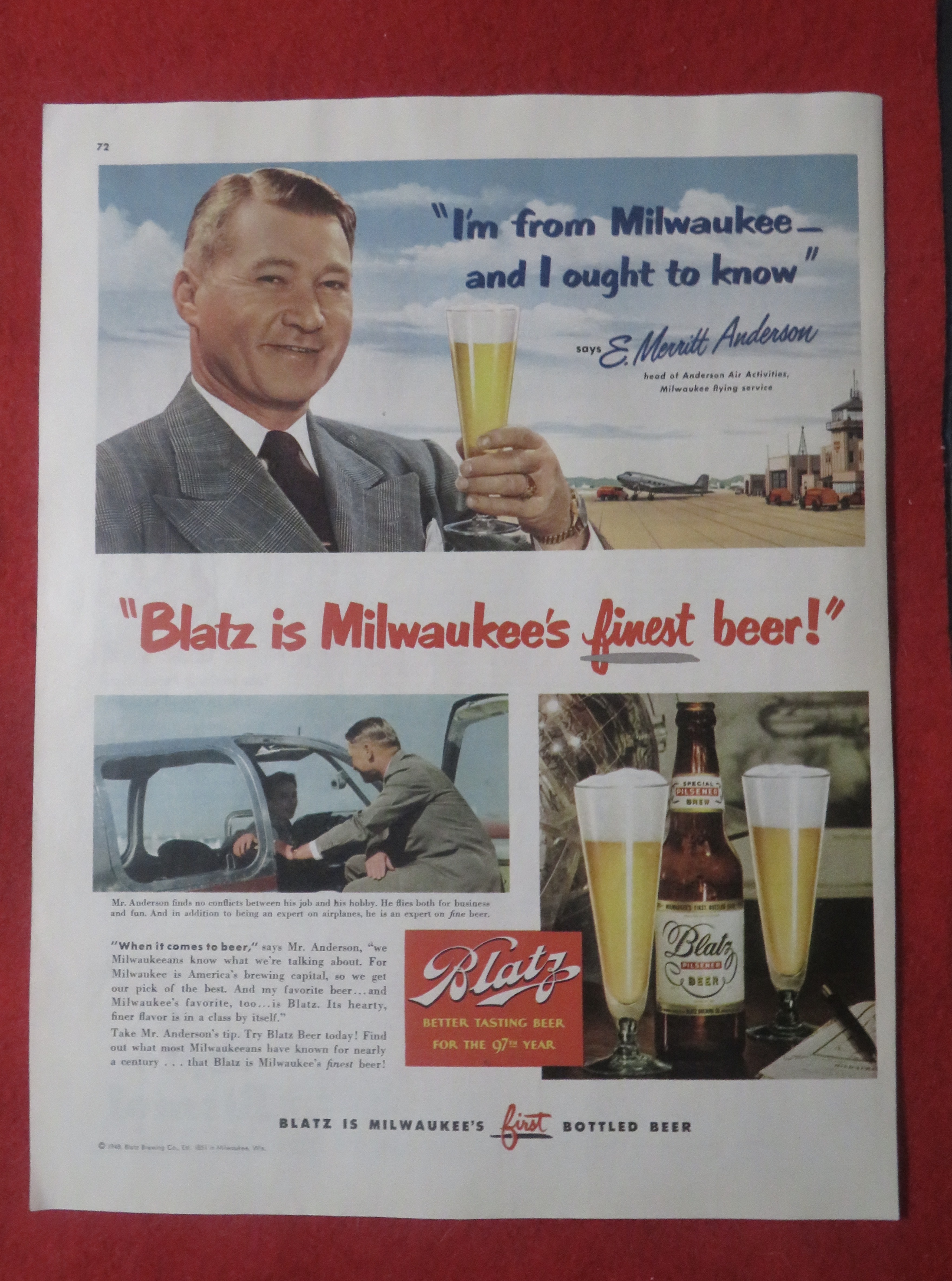 1948 Blatz Beer with E Merritt Anderson