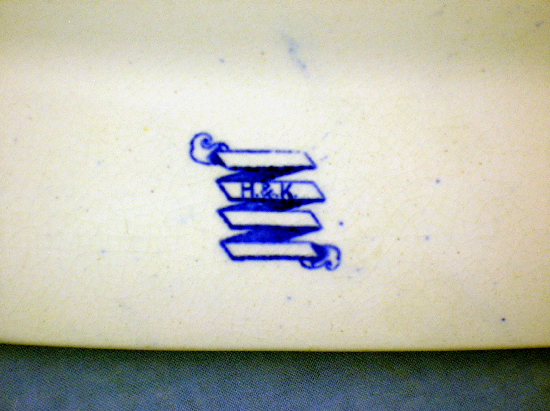 English Willow pattern Blue  White Platter H &K