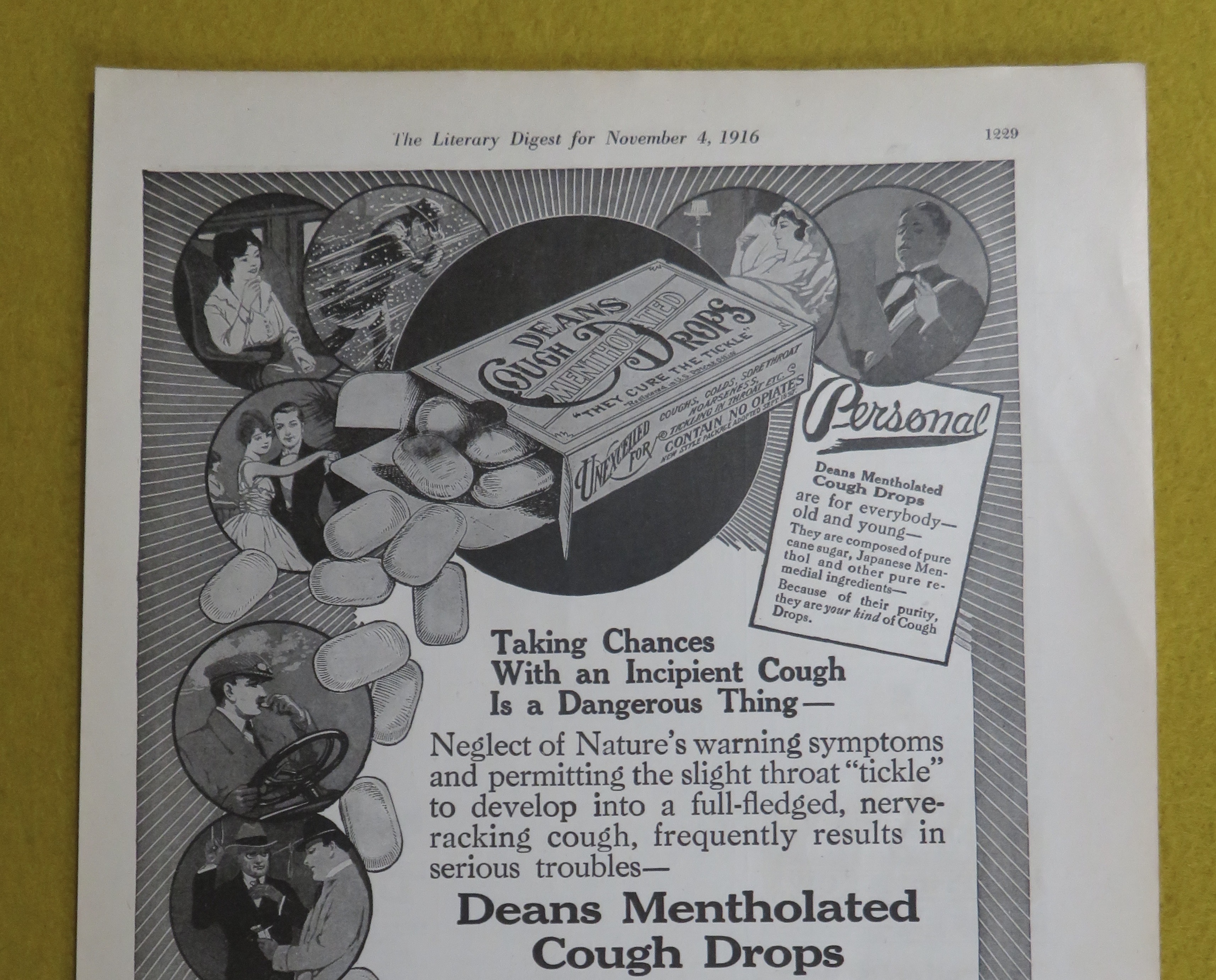1916 Deans Mentholated Cough Drops with Cough Drops