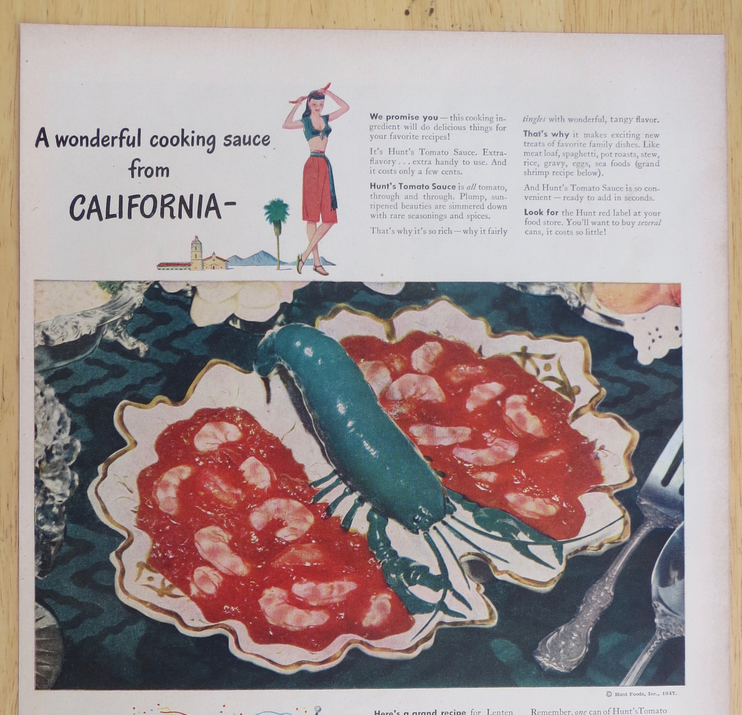 1947 Hunt's Tomato Sauce with Shrimp Creole