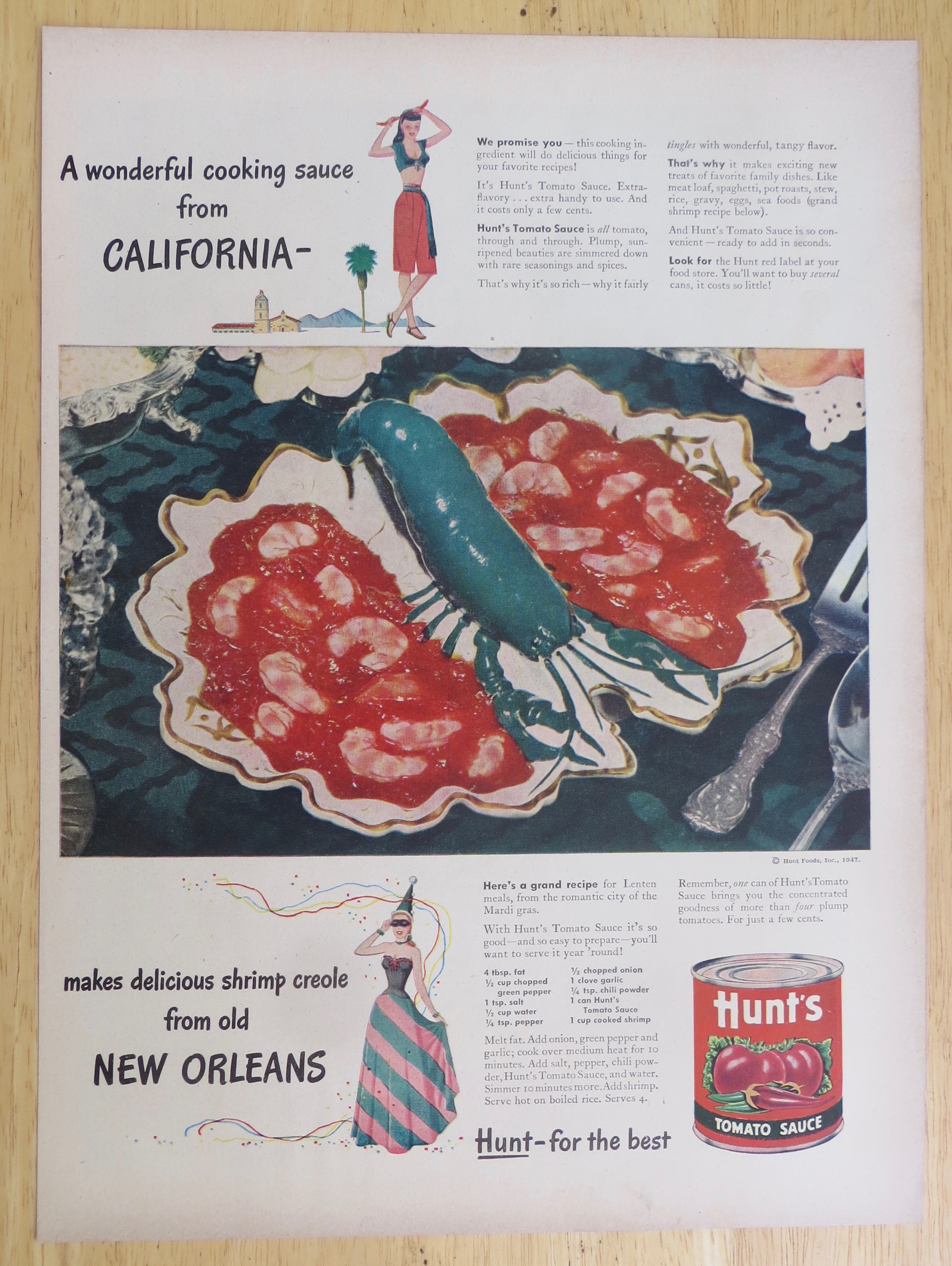 1947 Hunt's Tomato Sauce with Shrimp Creole