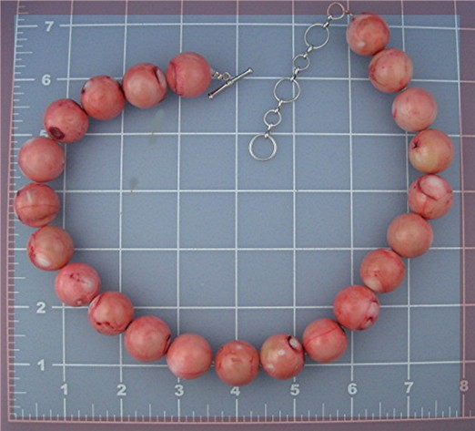 Pink Turquoise Bead Necklace 17 Inch