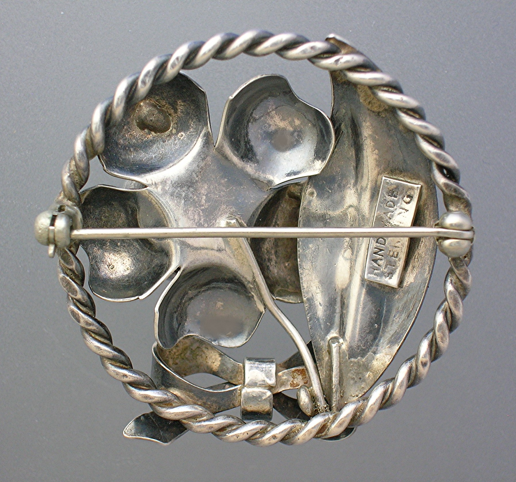 Sterling Silver Hand made Leaves and Beries Brooch