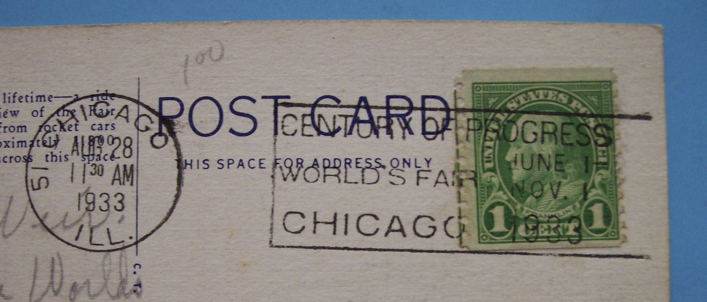 Rocket Cars Crossing Lagoon Postcard-Chgo World's Fair