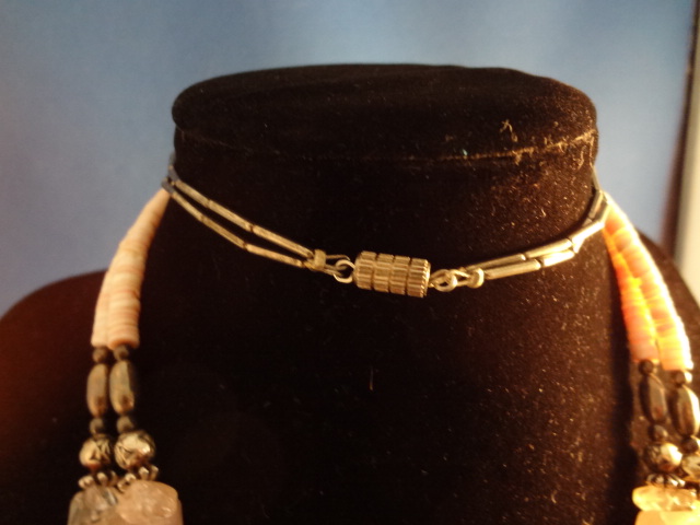 Silver Bead and Natural Rose Quartz Necklace