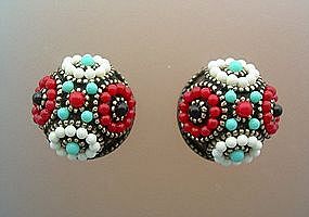 Vintage beaded clip earrings