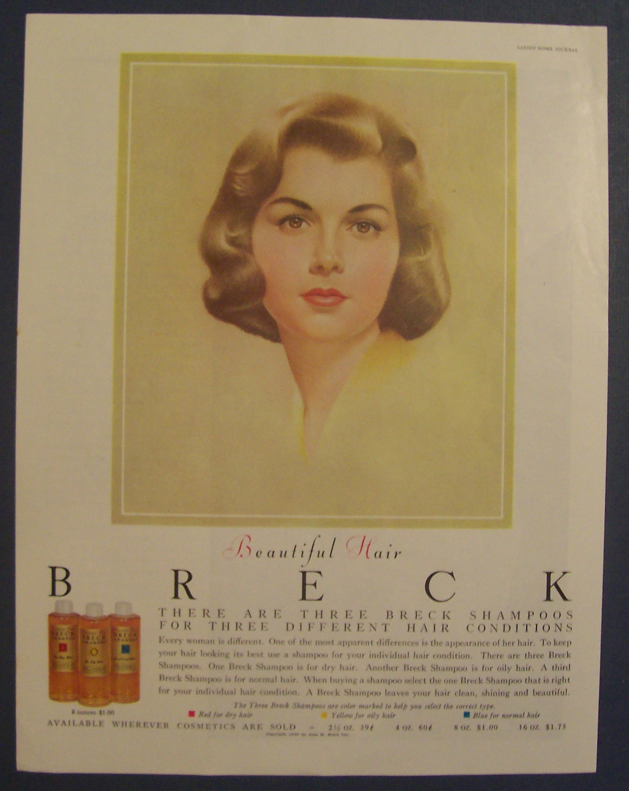 1960 Breck Shampoo w/Lovely Brown Haired Woman
