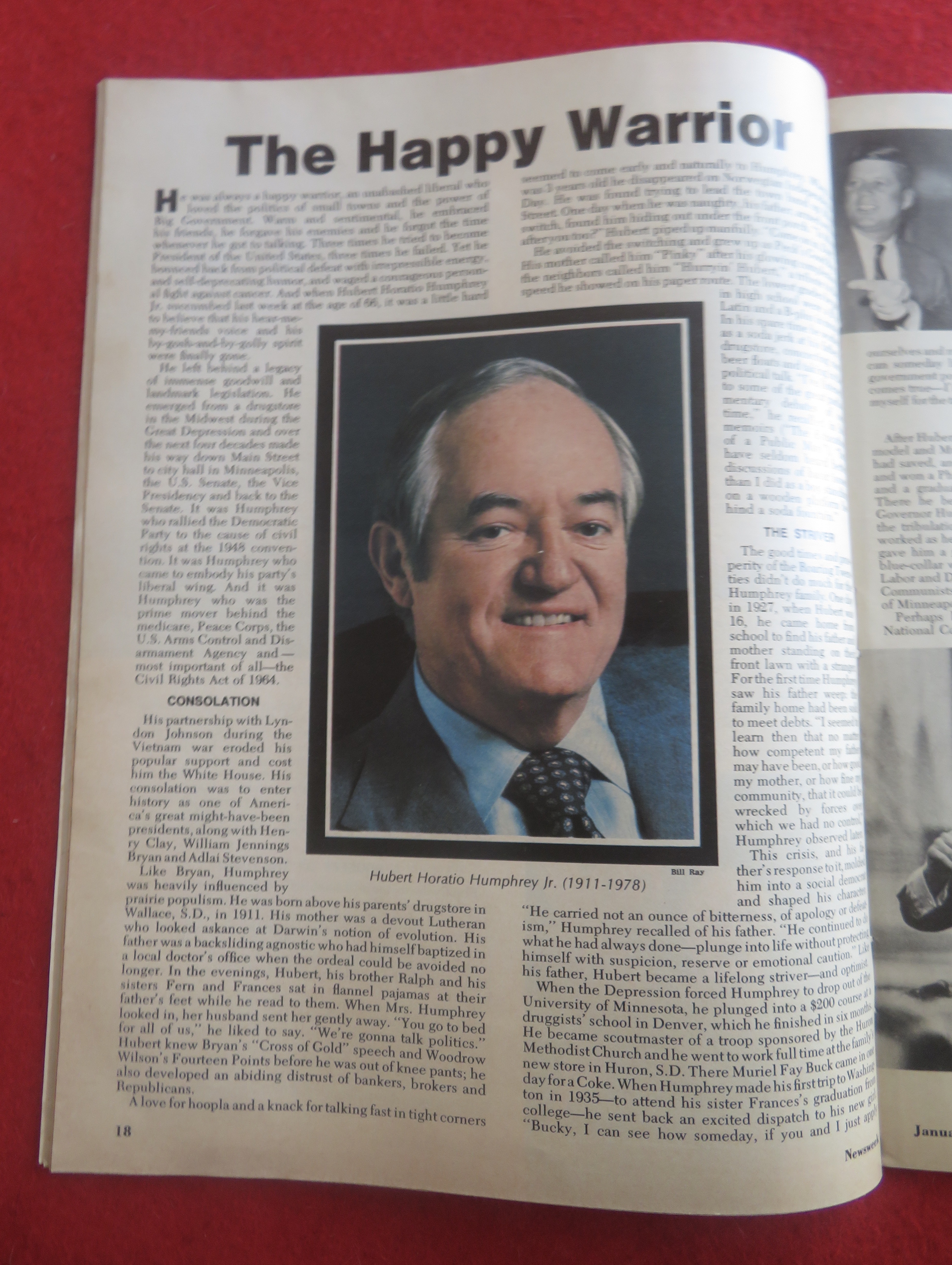 Newsweek Magazine January 23, 1978 Humphrey