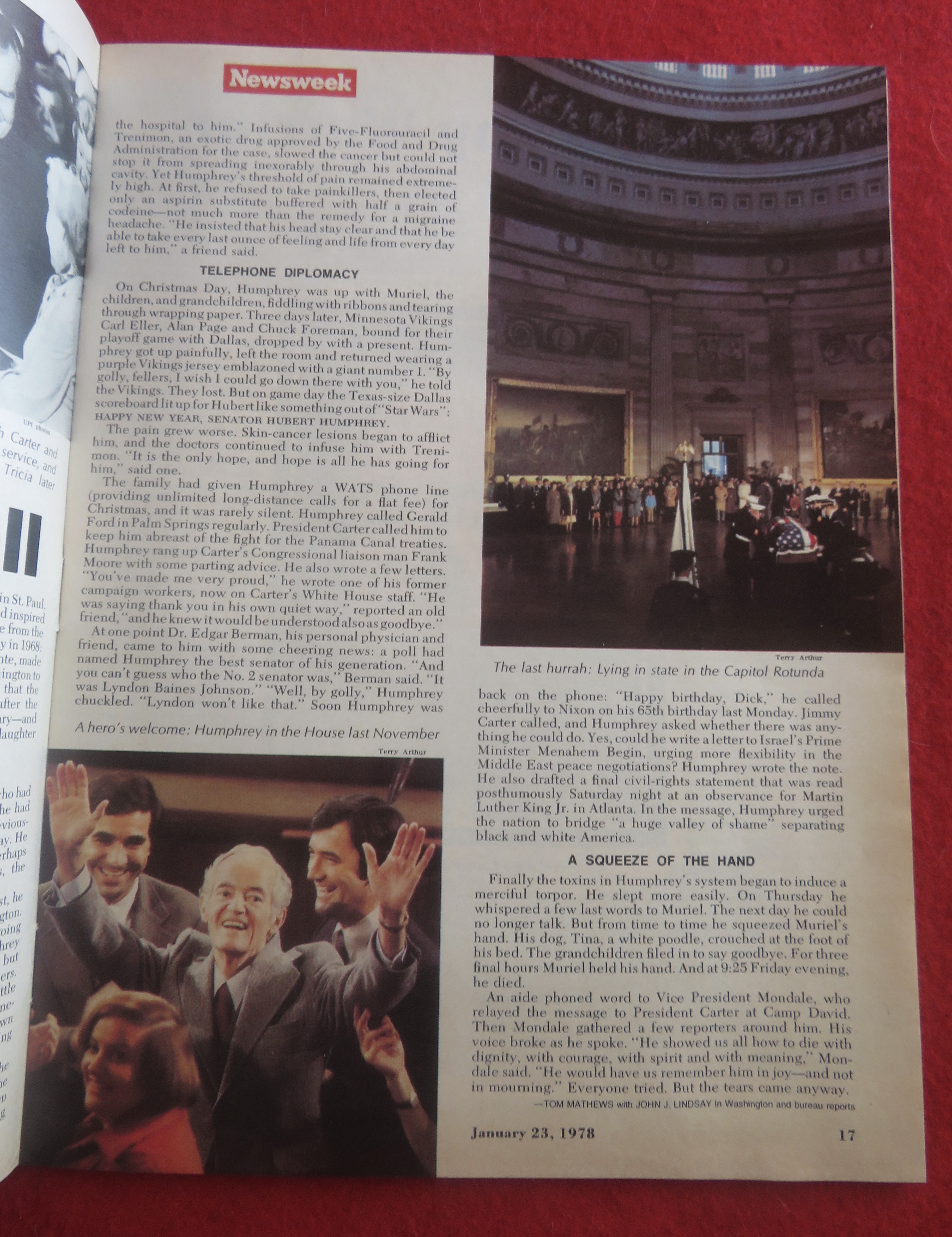 Newsweek Magazine January 23, 1978 Humphrey