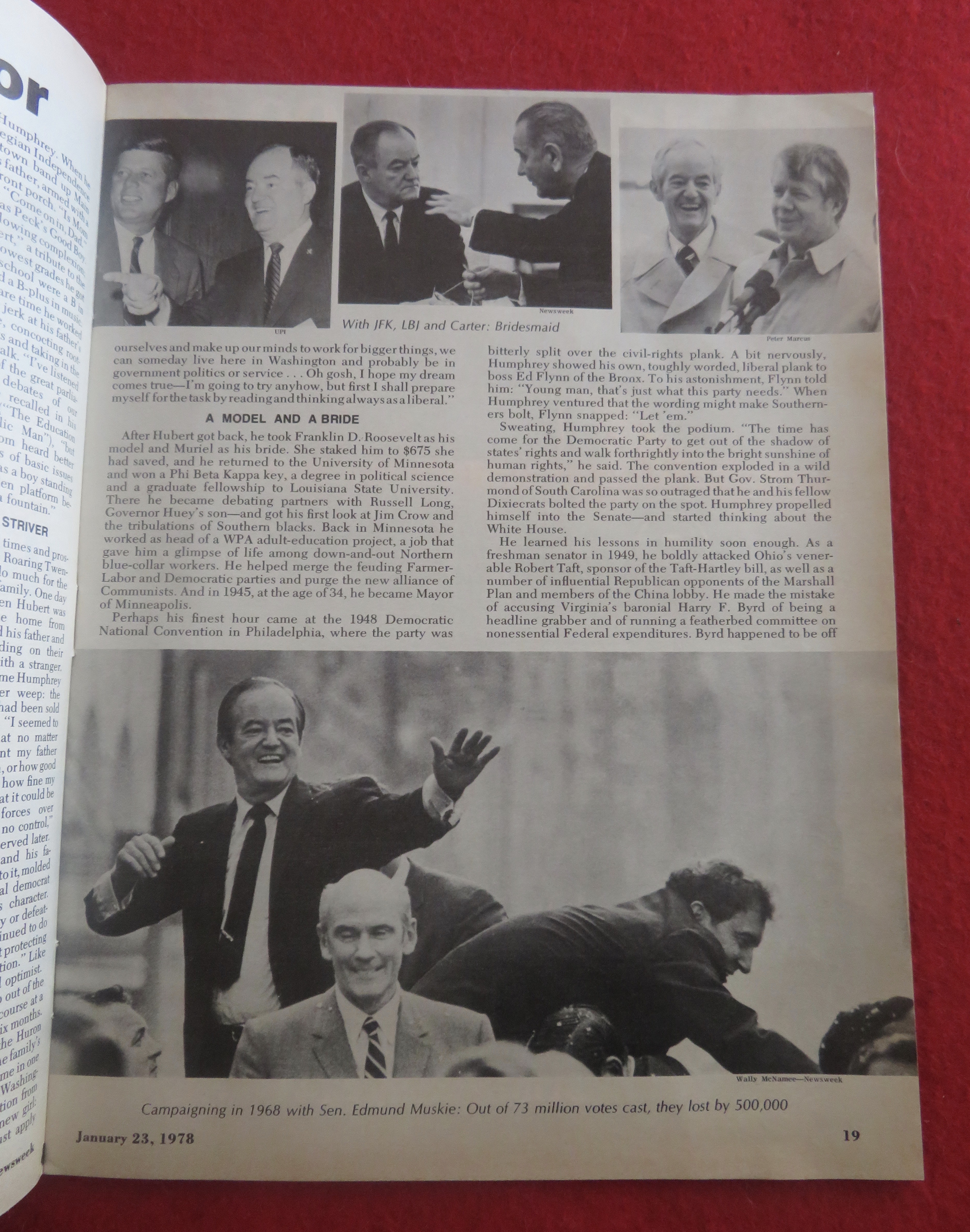 Newsweek Magazine January 23, 1978 Humphrey