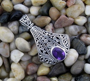 Amethyst and Sterling Silver Pendant