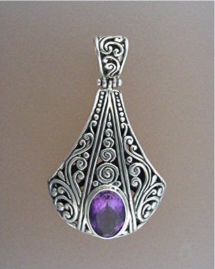 Amethyst and Sterling Silver Pendant