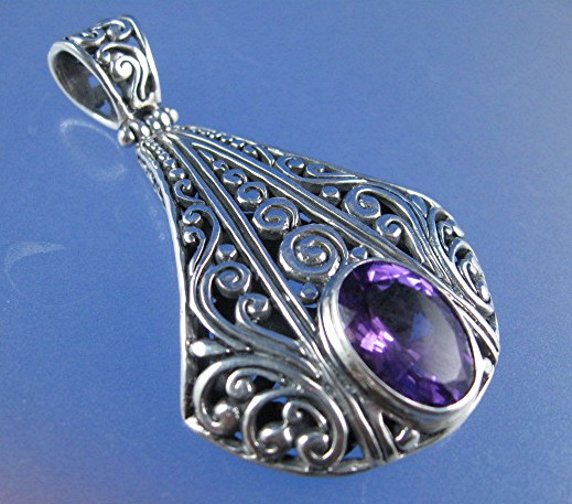 Amethyst and Sterling Silver Pendant