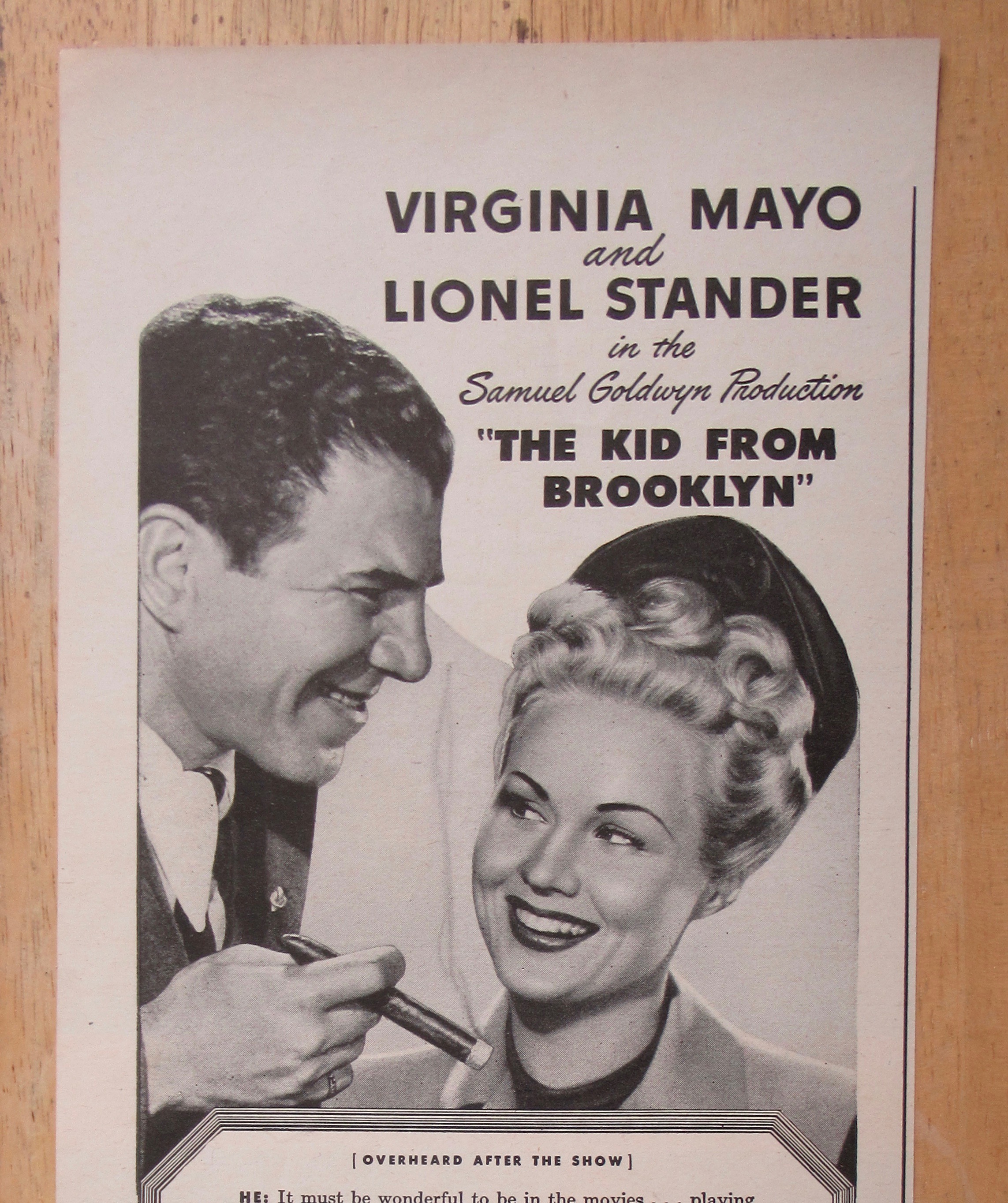 1945 Blackstone Cigars w/Virginia Mayo & Lionel Stander